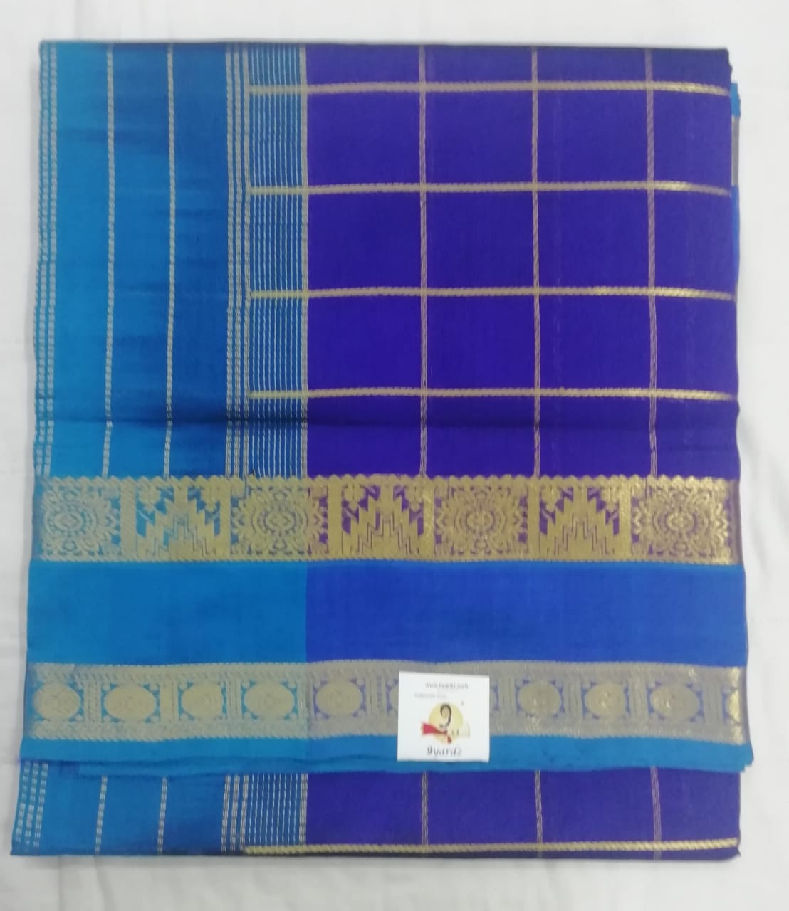 Pure silk cotton zari Check