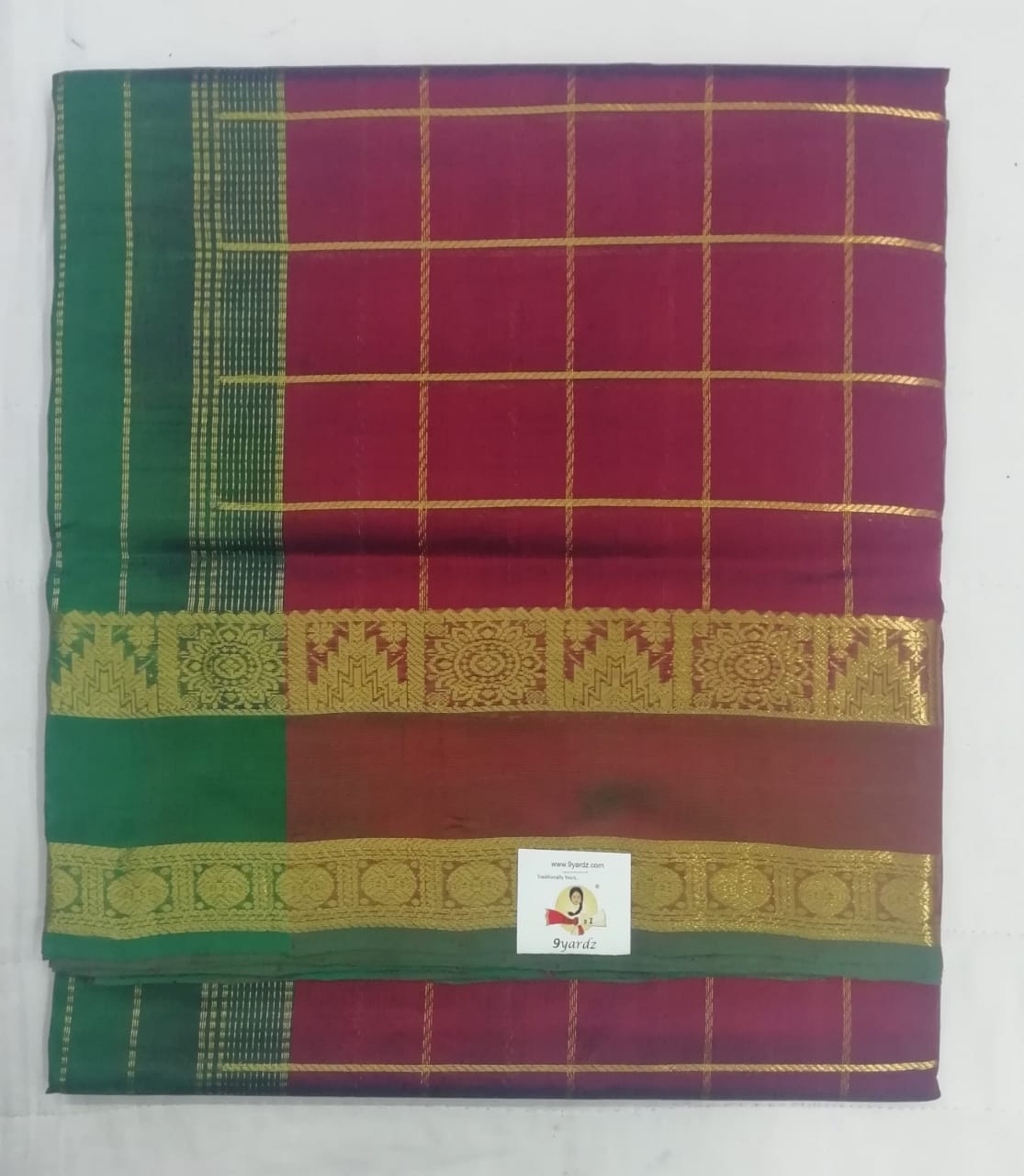 Pure silk cotton zari Check