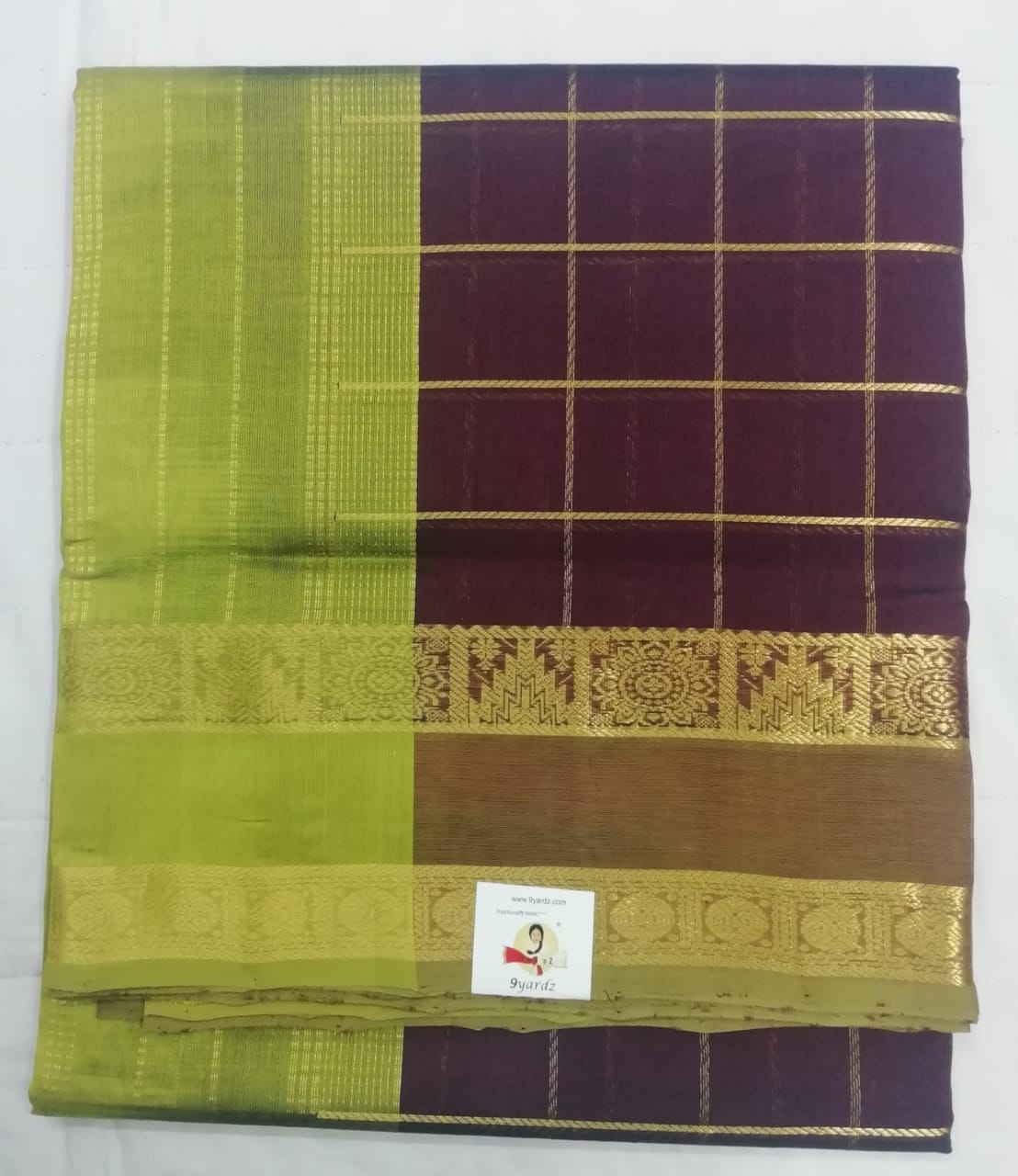 Pure silk cotton zari Check