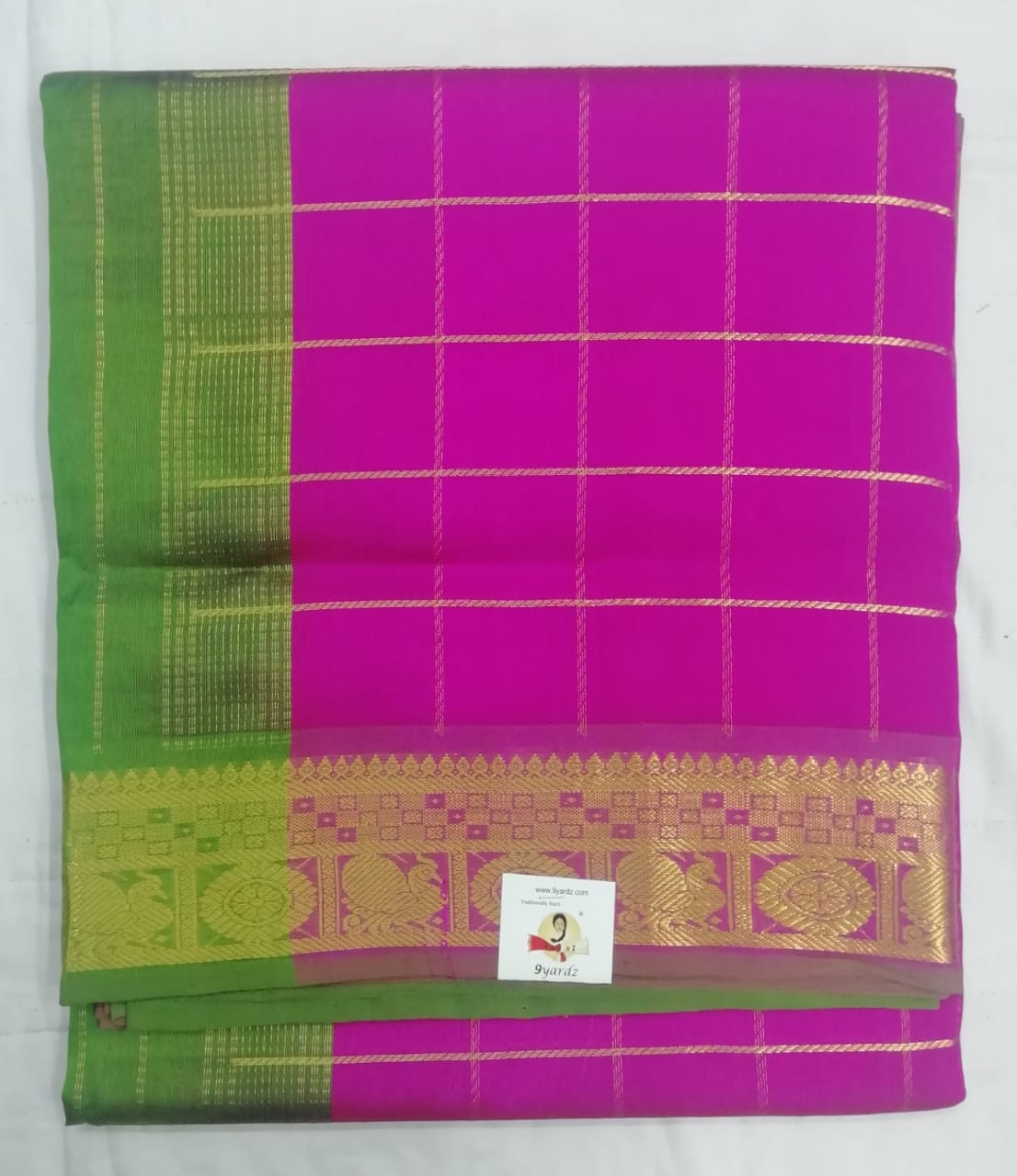 Pure silk cotton zari Check