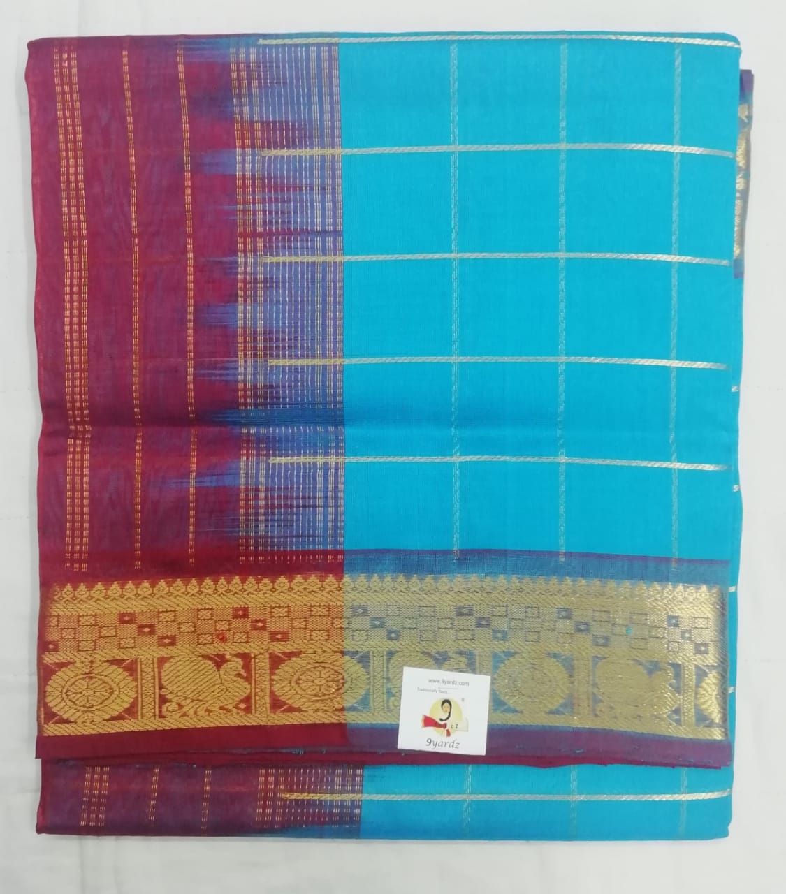 Pure silk cotton zari Check