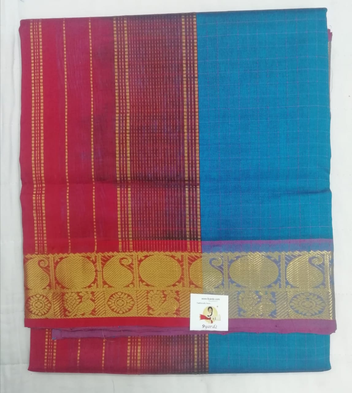 Pure silk cotton zari Check