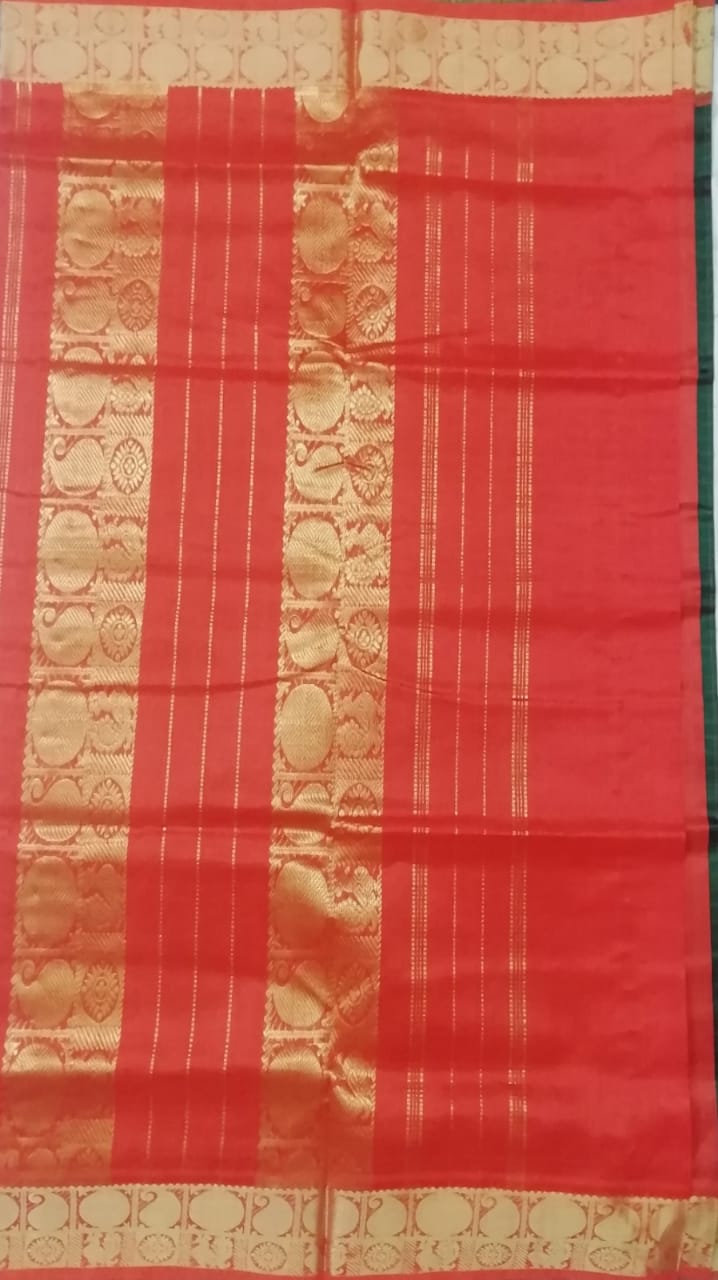 Pure silk cotton zari Check