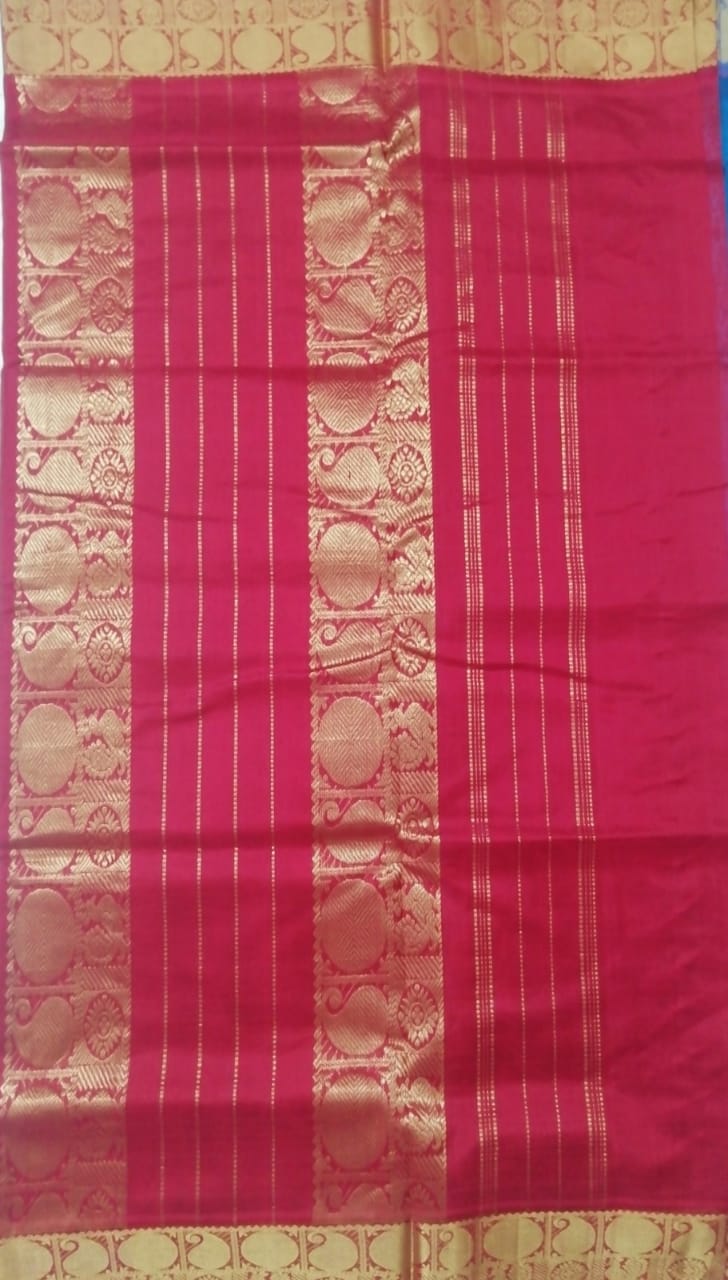 Pure silk cotton zari Check