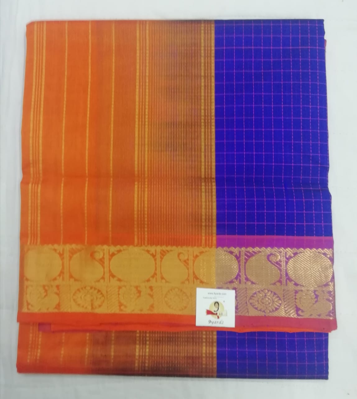 Pure silk cotton zari Check