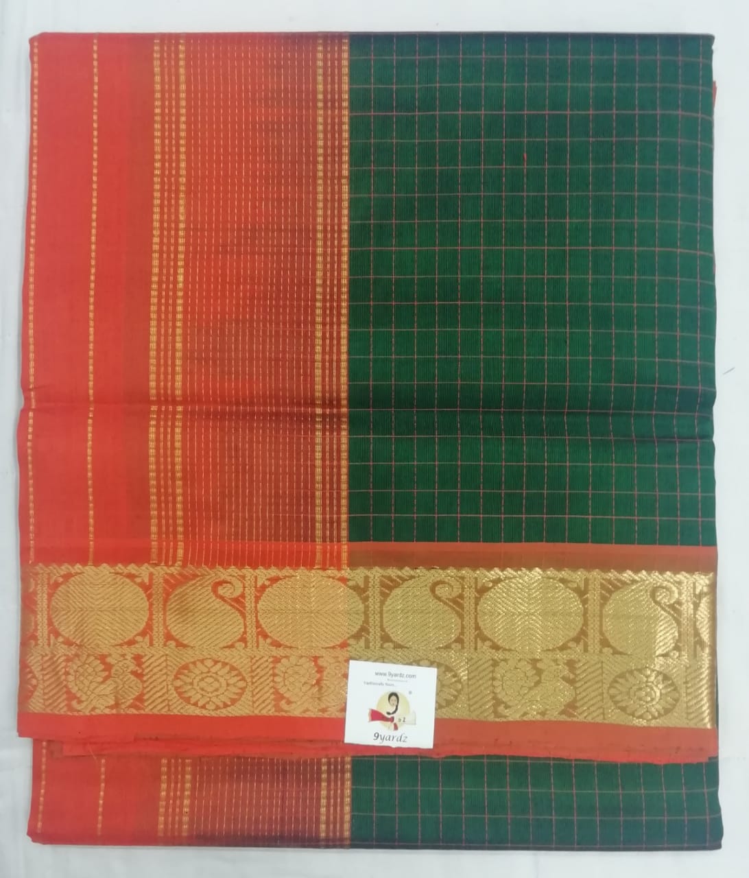 Pure silk cotton zari Check