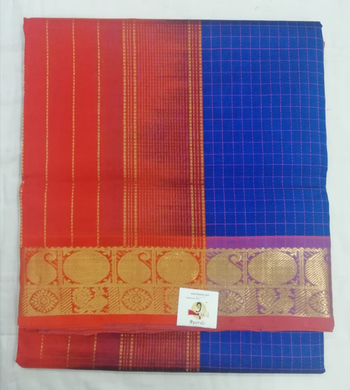 Pure silk cotton zari Check