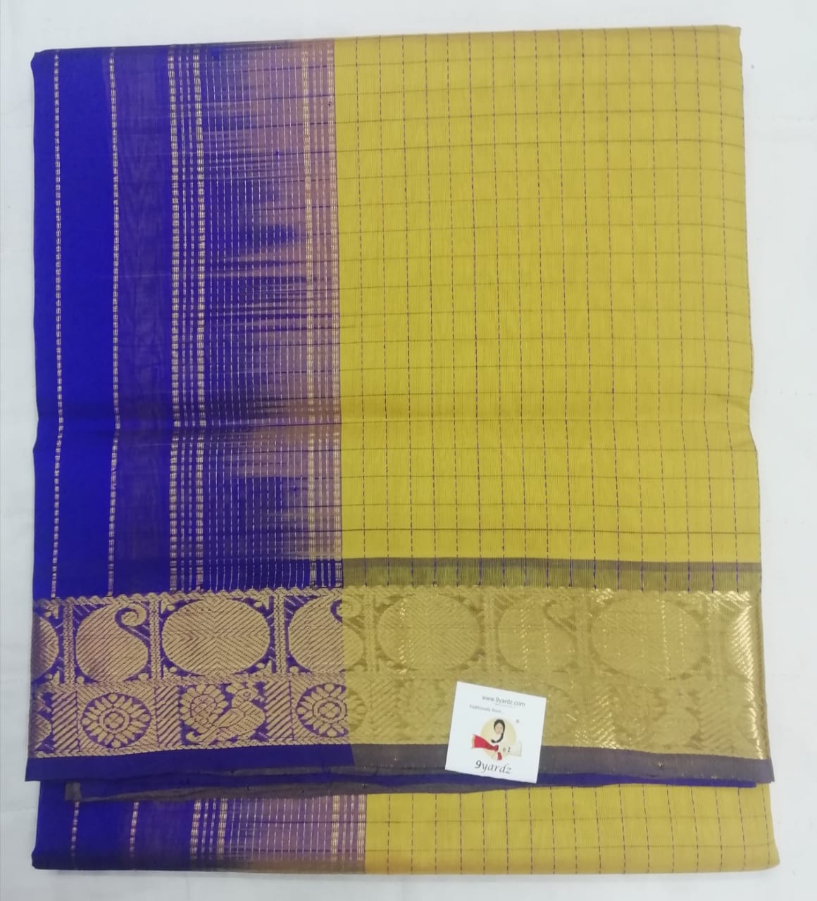 Pure silk cotton zari Check