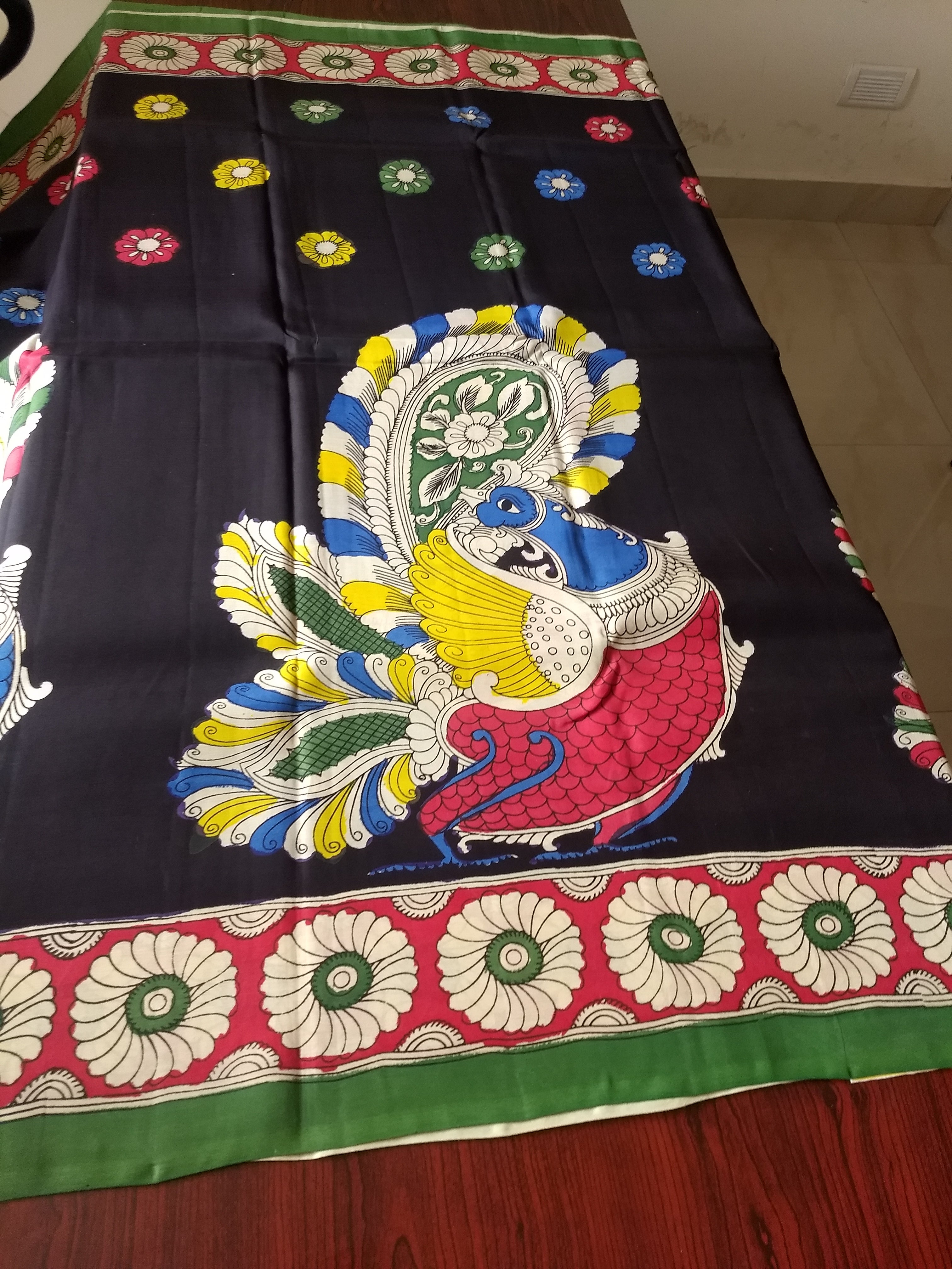 Hand block printed Kalamkari