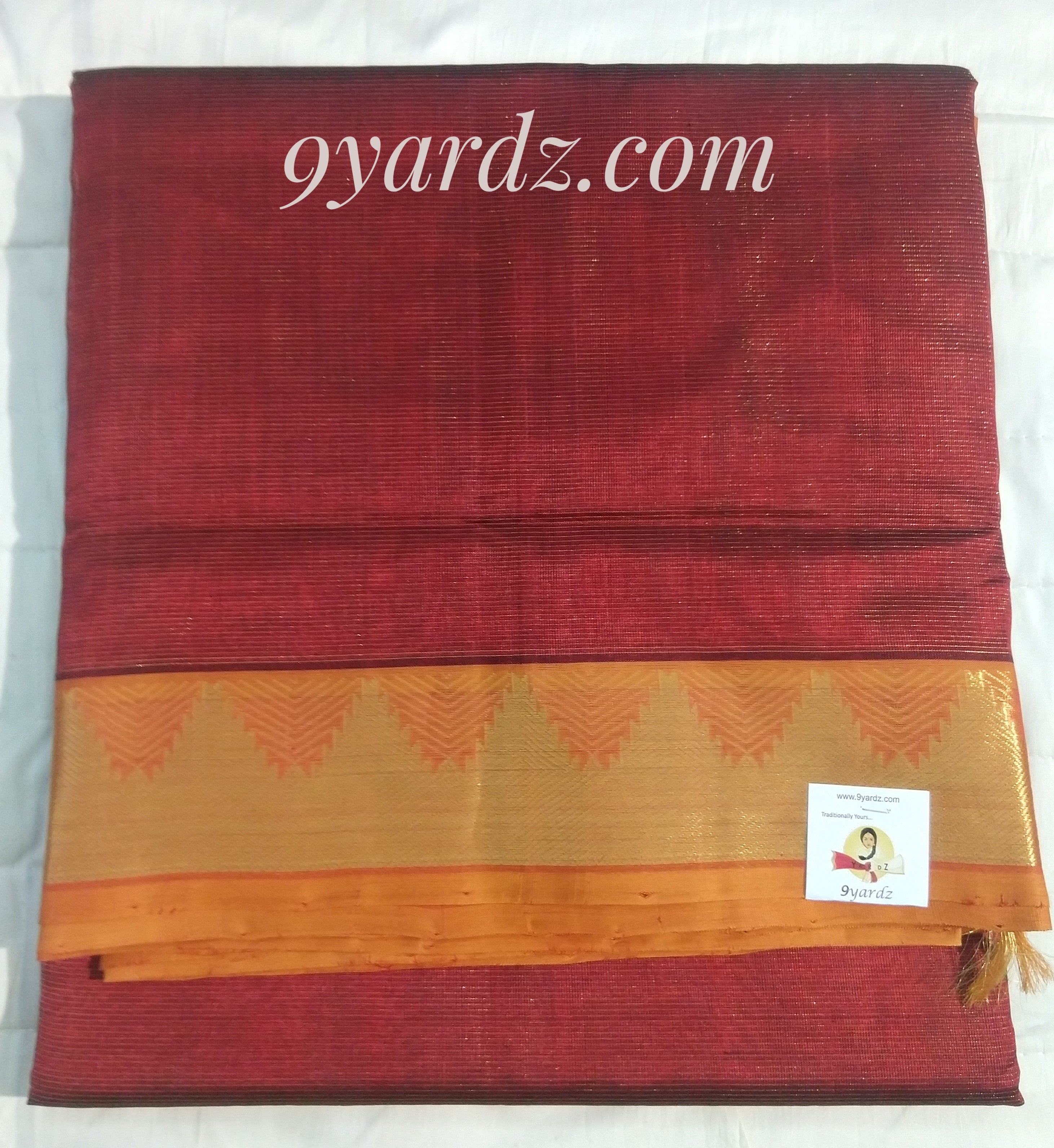 Pure silk cotton - Maroon by orange Vairaoosi