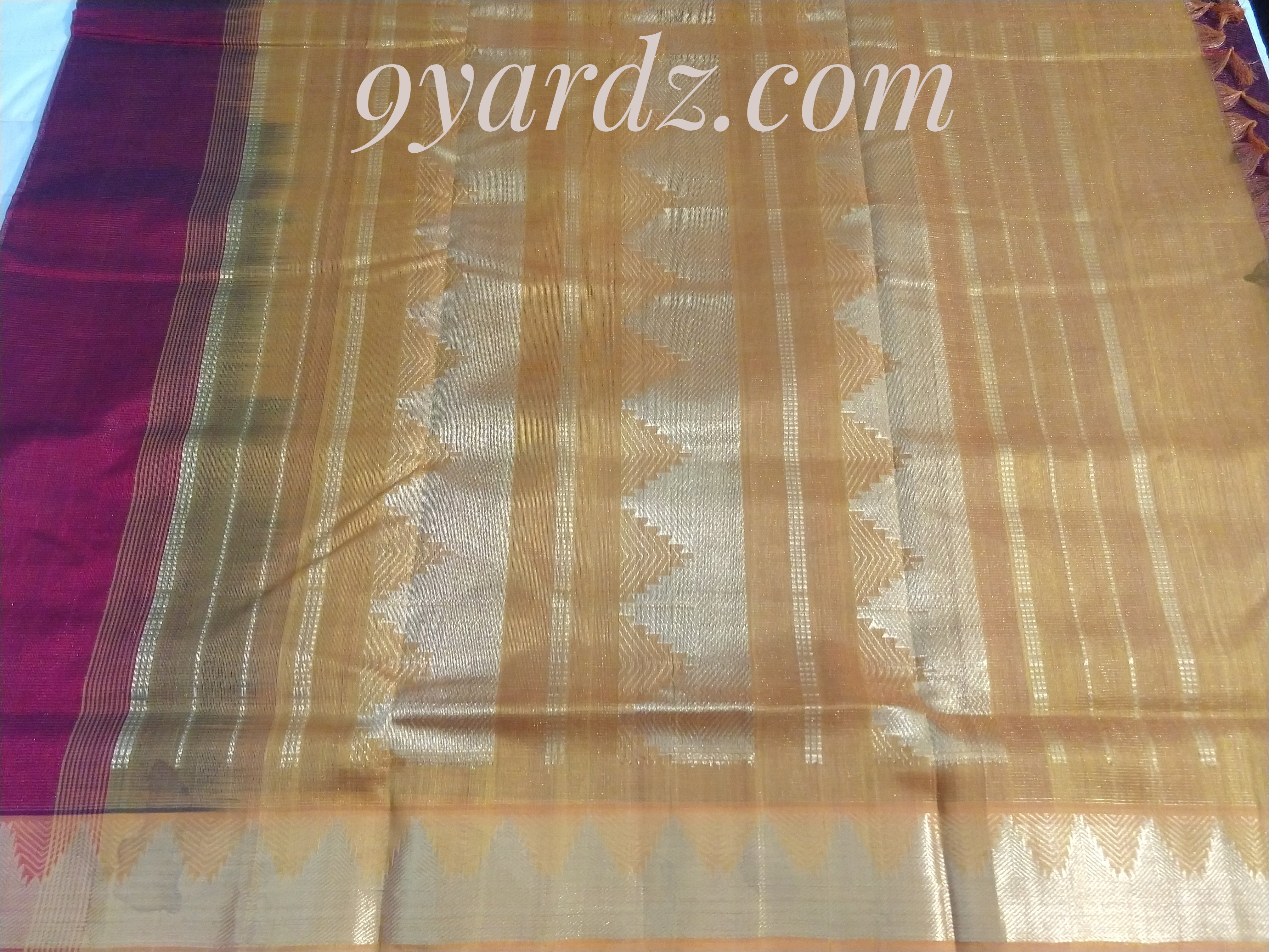 Pure silk cotton - Maroon by orange Vairaoosi