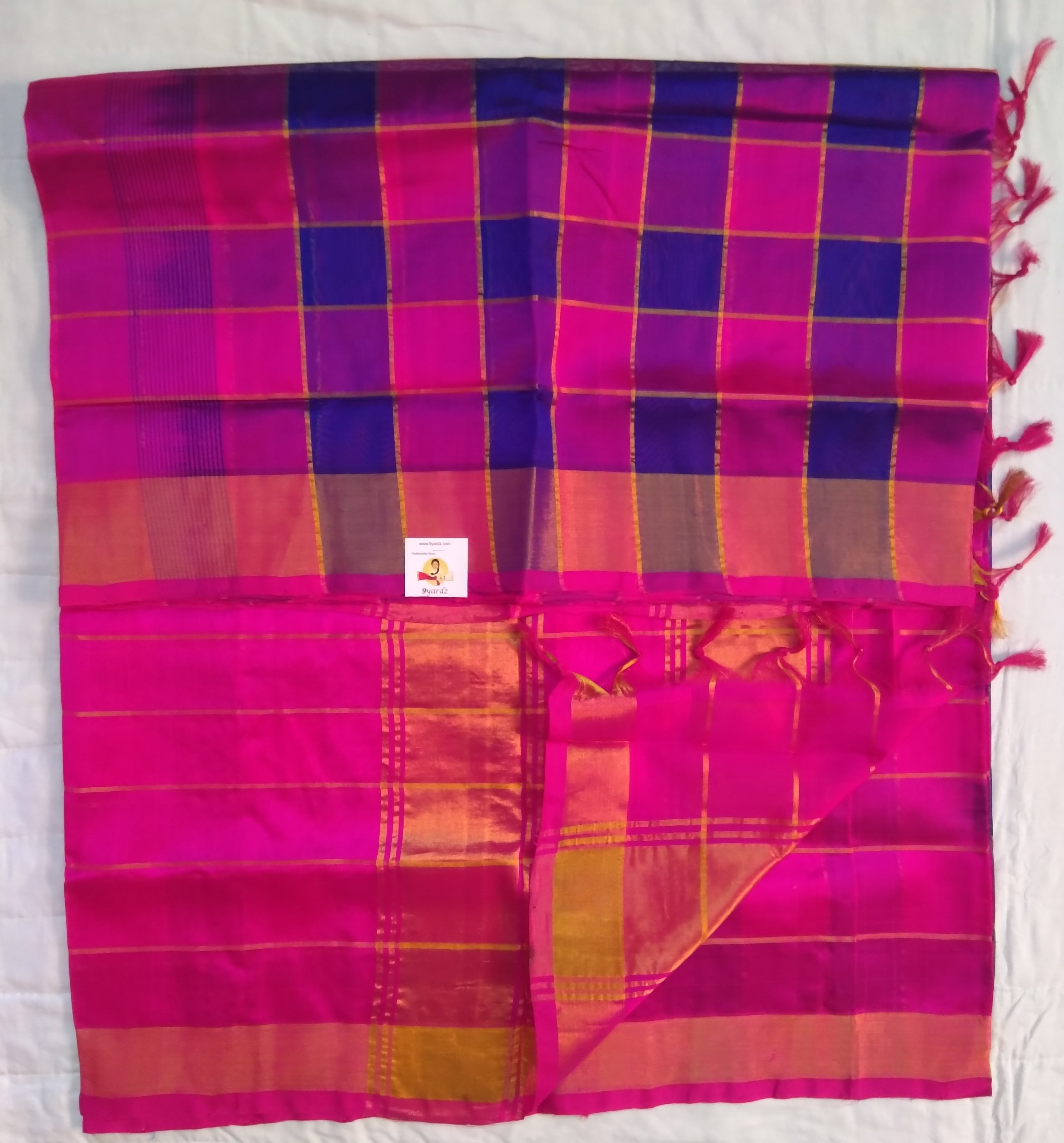 Pure Silk Cotton- zari checked body