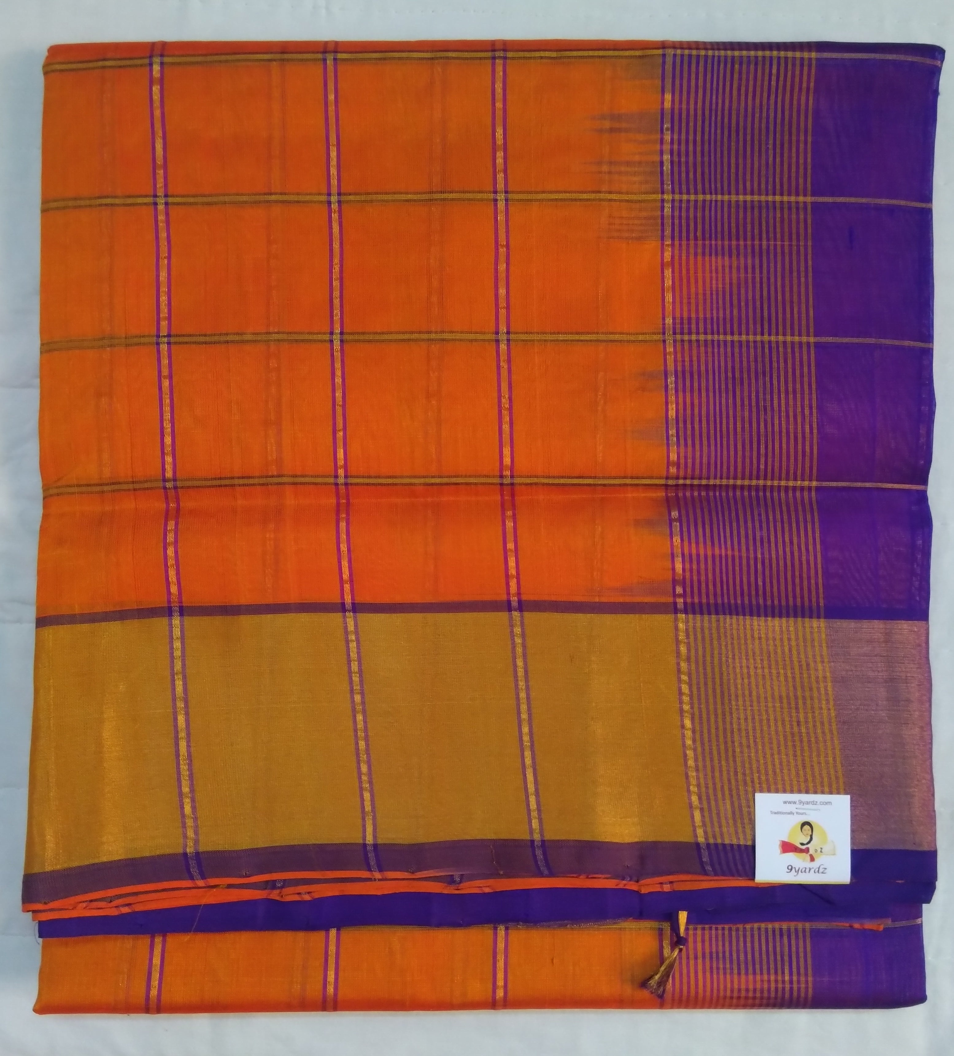 Pure Silk Cotton- zari checked body