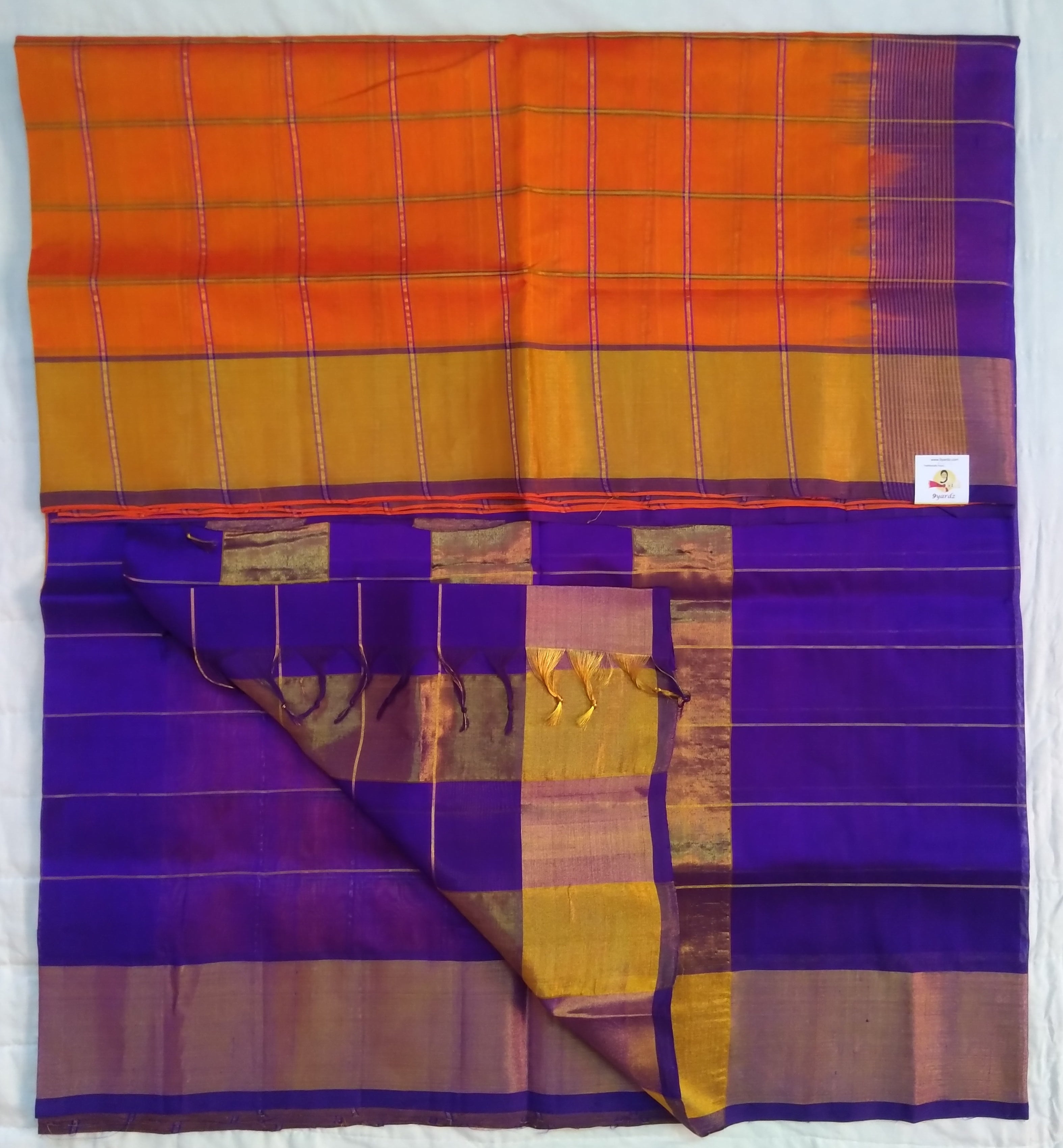 Pure Silk Cotton- zari checked body