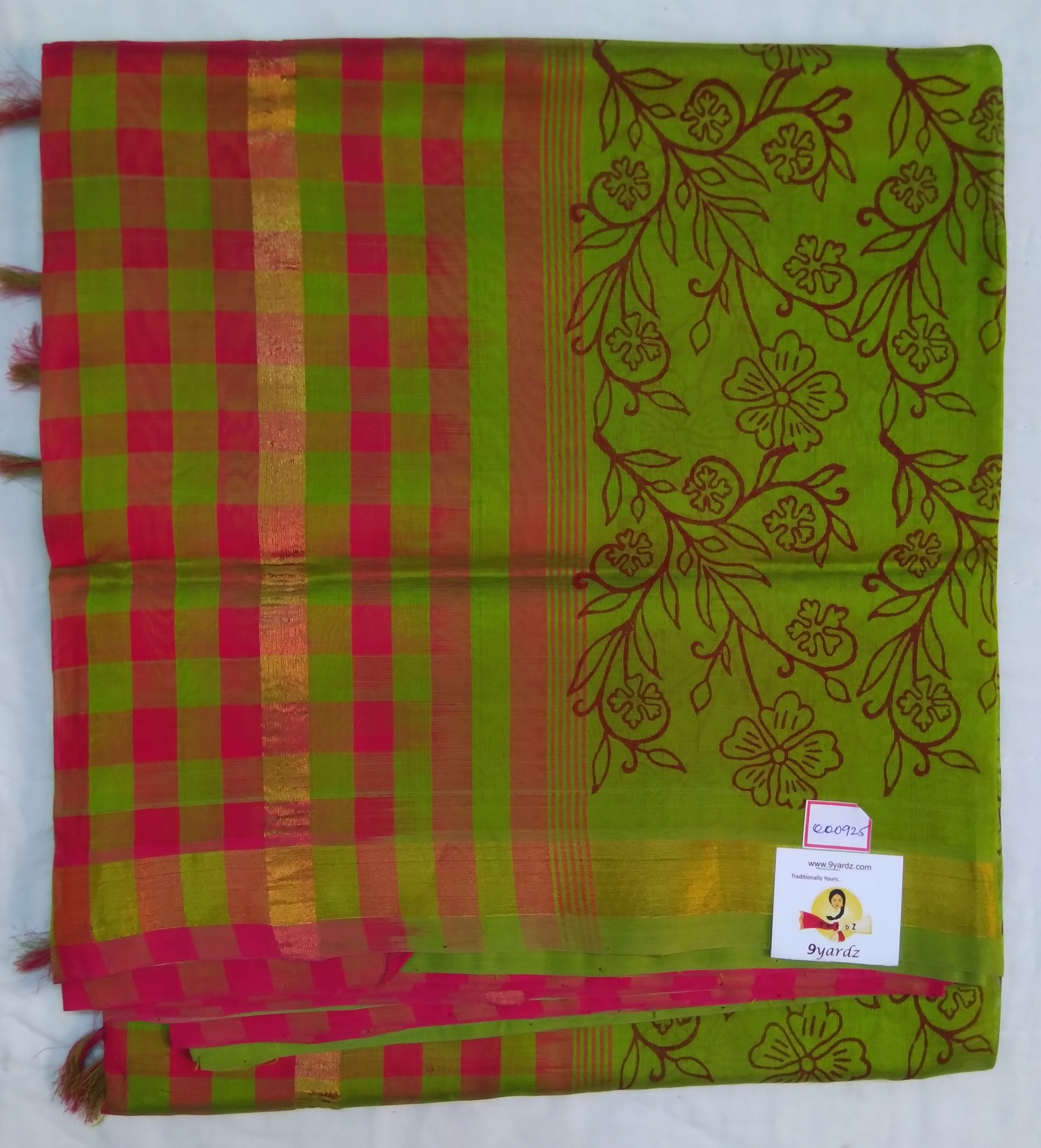 Pure Silk Cotton- printed half and half