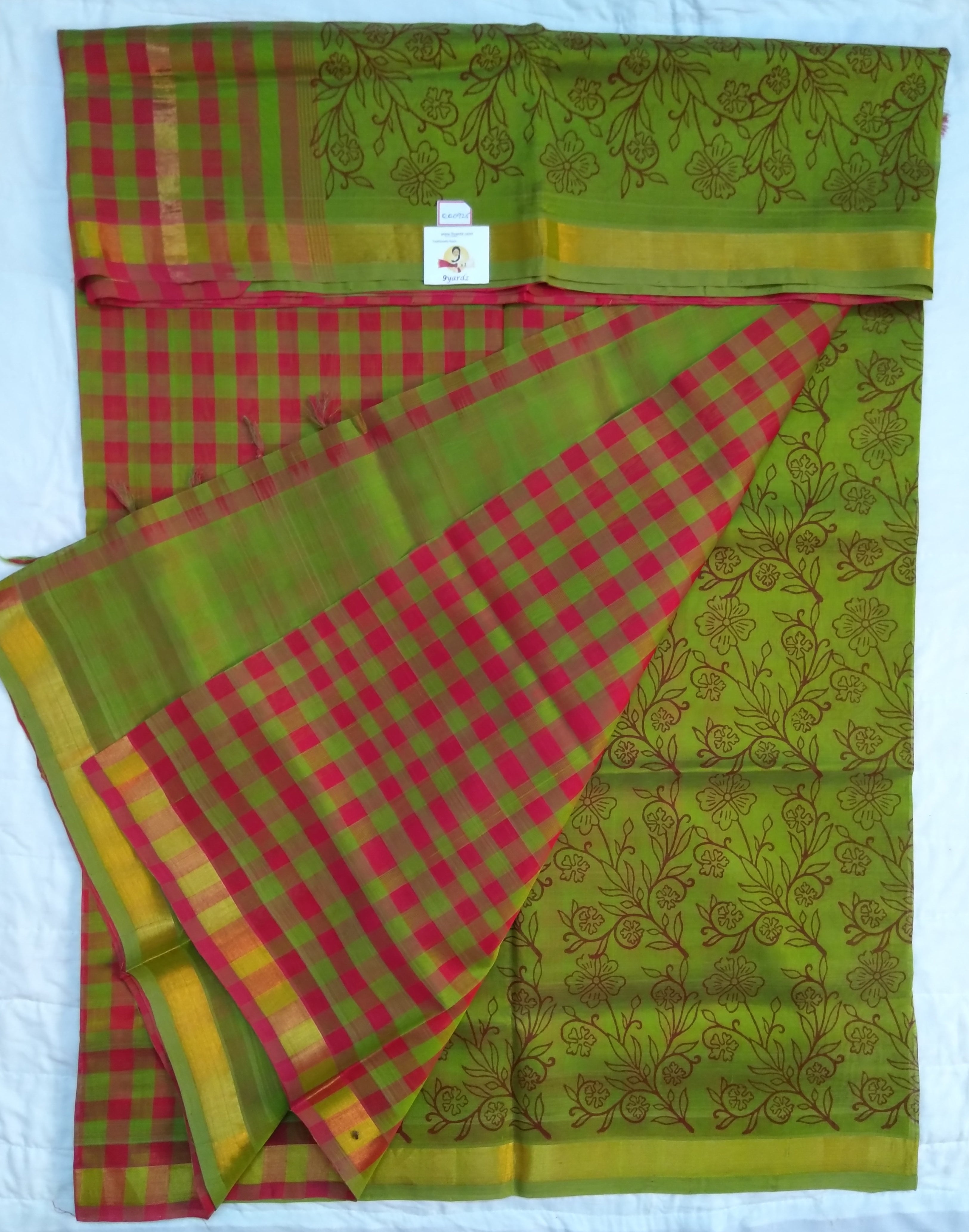 Pure Silk Cotton- printed half and half