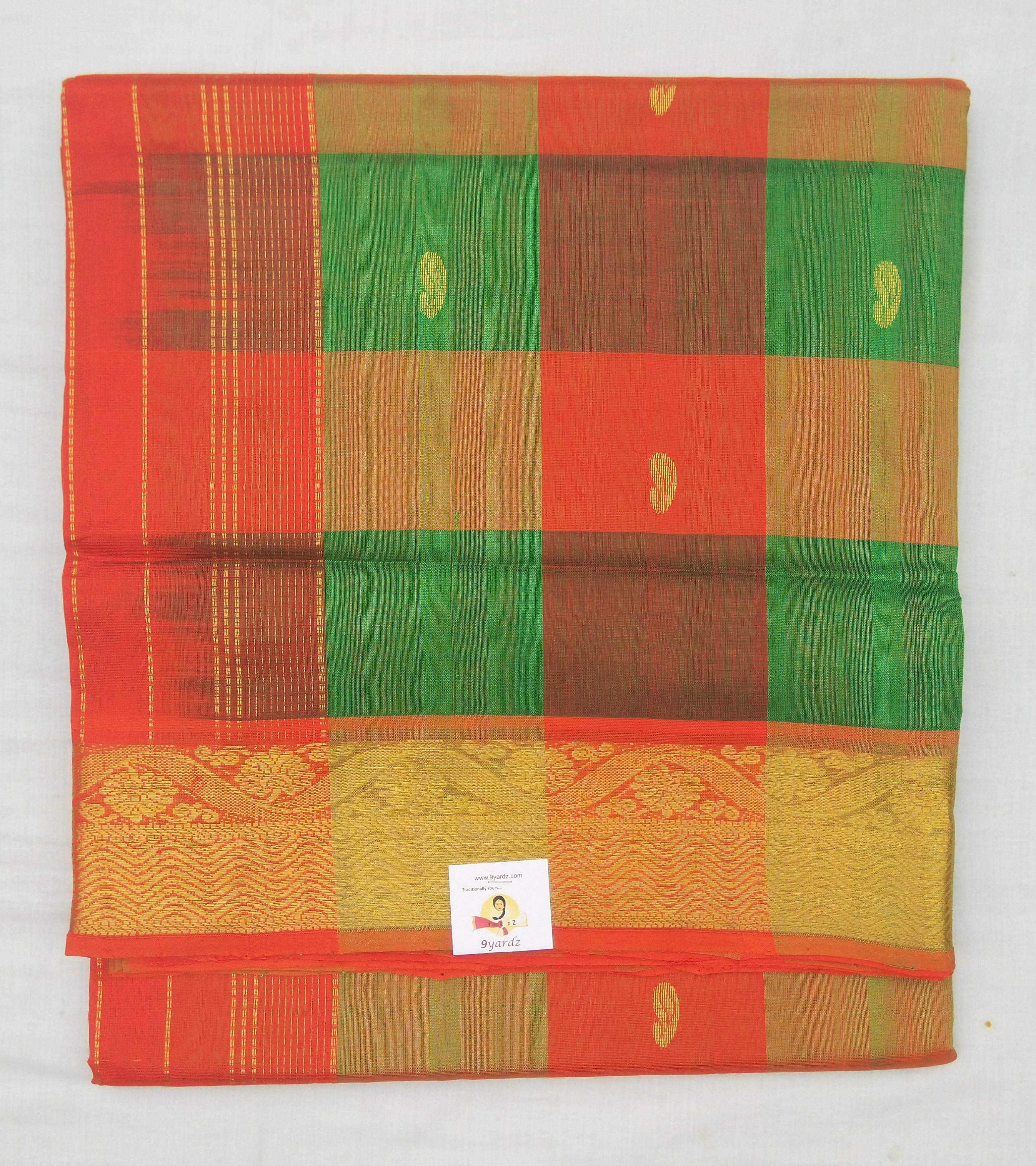 Pure silk cotton- checked with butta