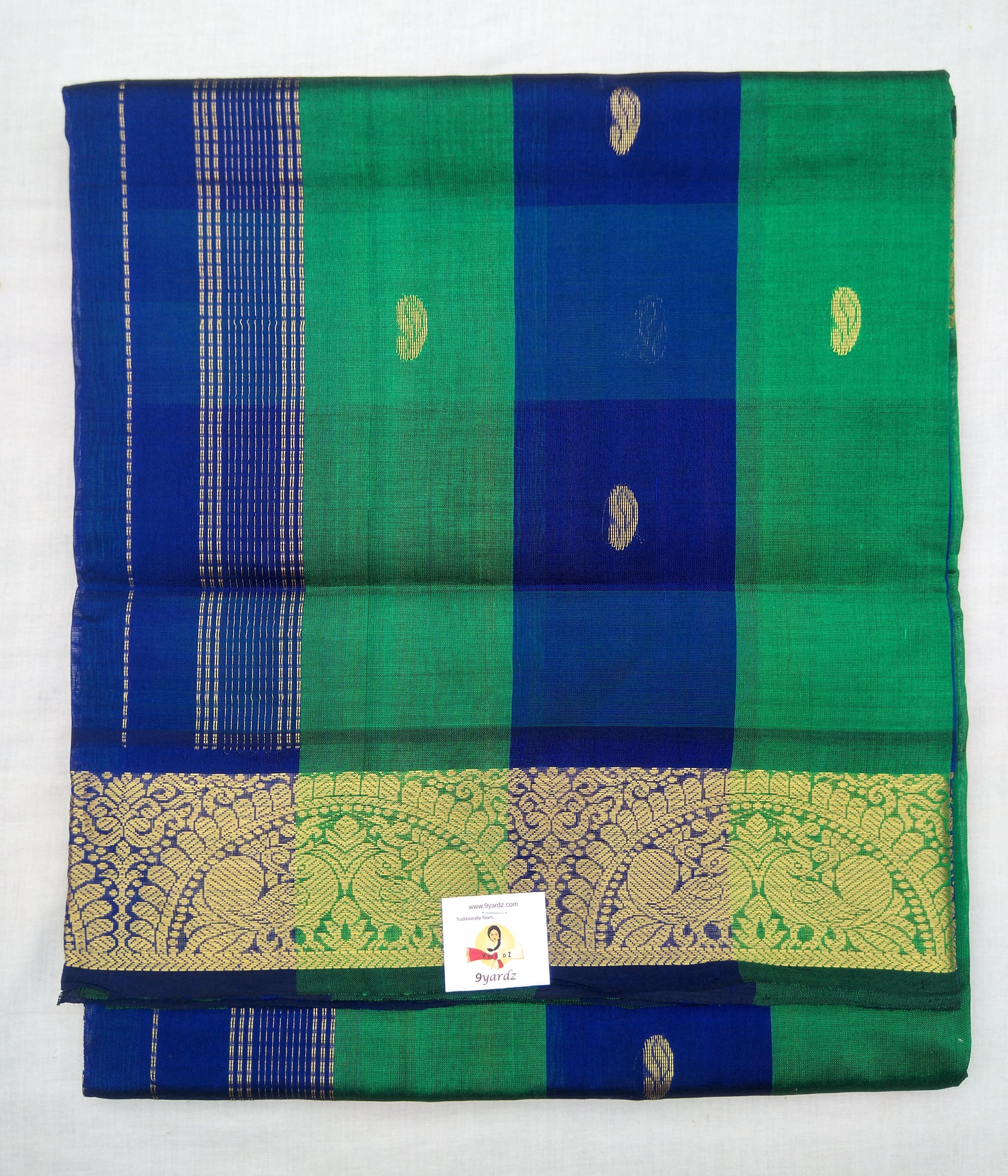 Pure silk cotton- checked with butta