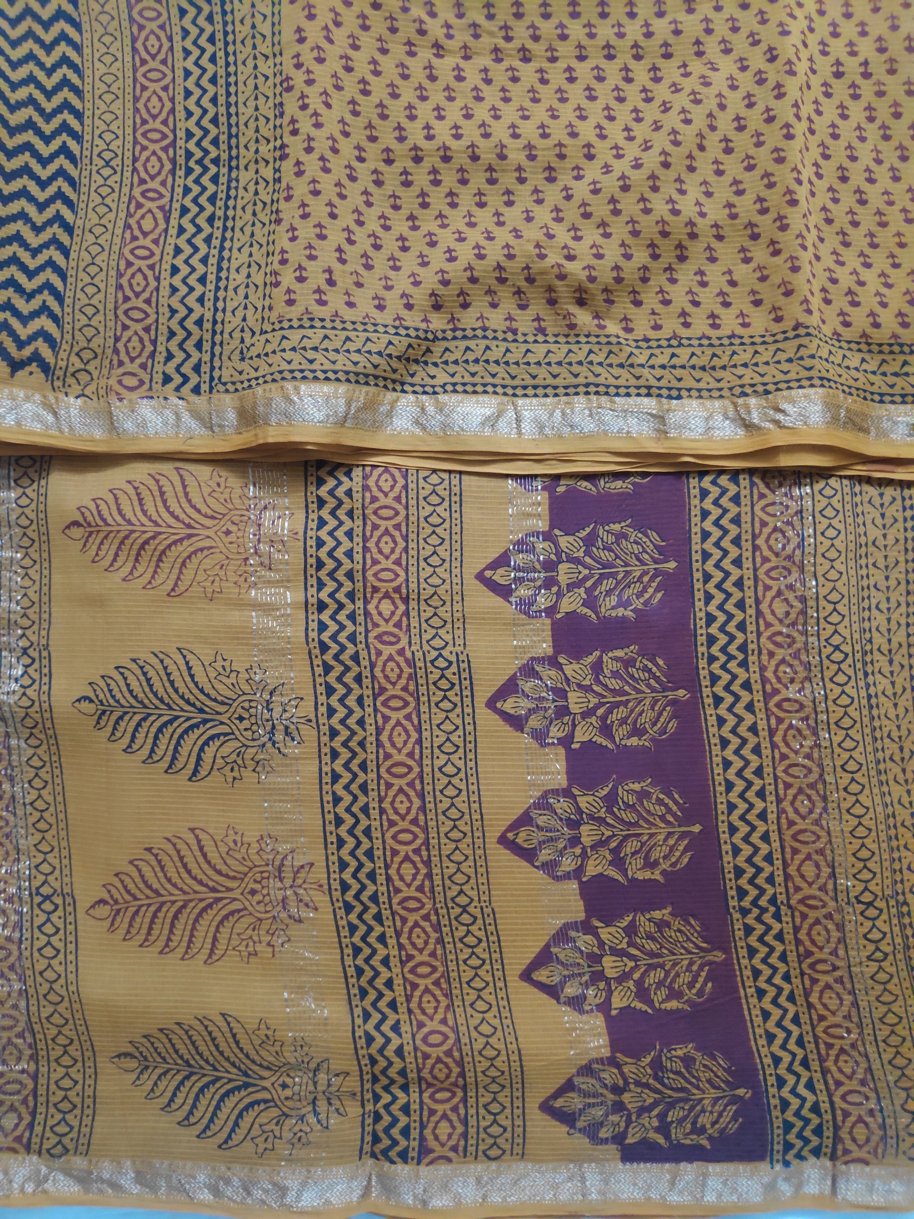 Baag printed Maheshwari Silk cotton 6yardz