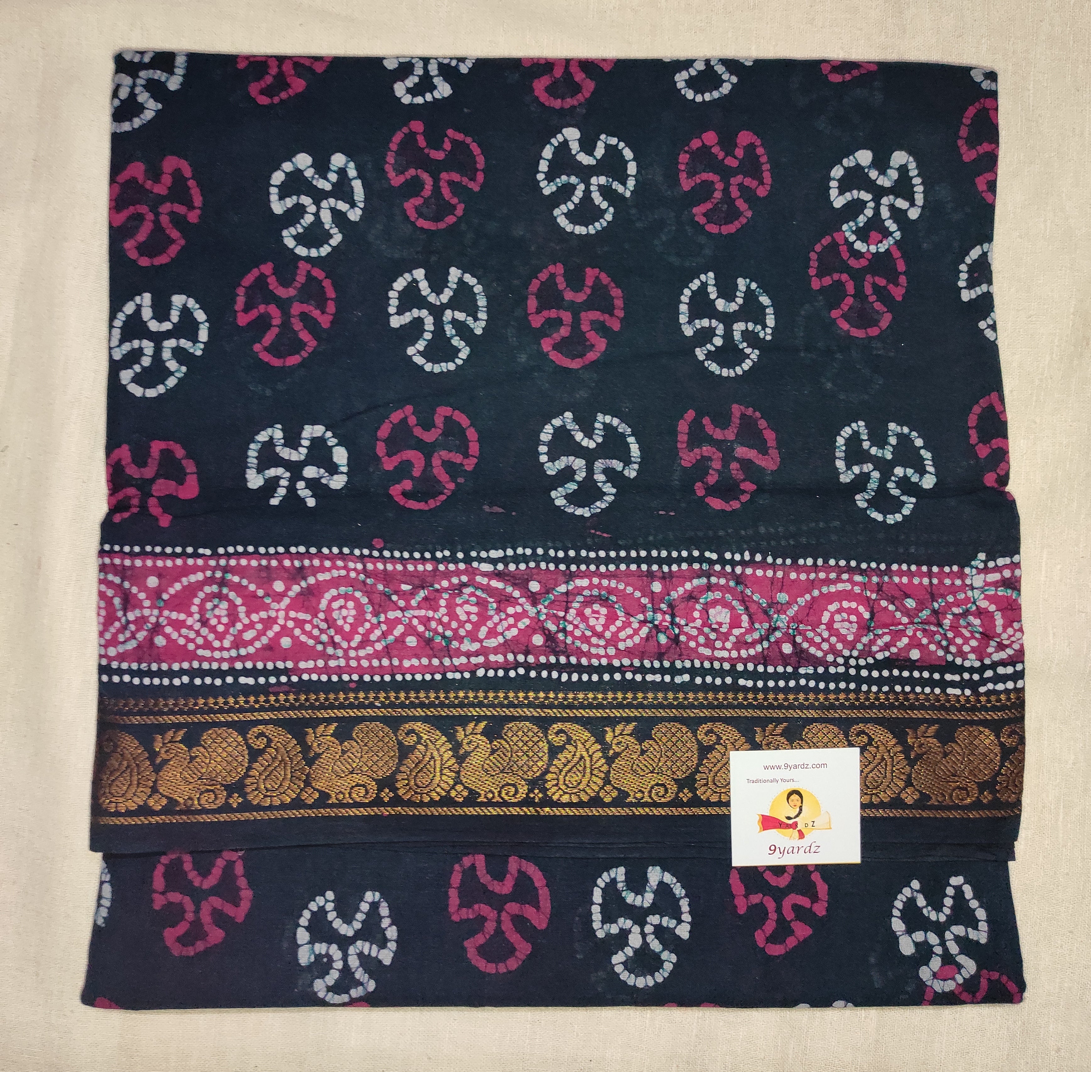 Sungudi bathik - double pallu 9.5 yards