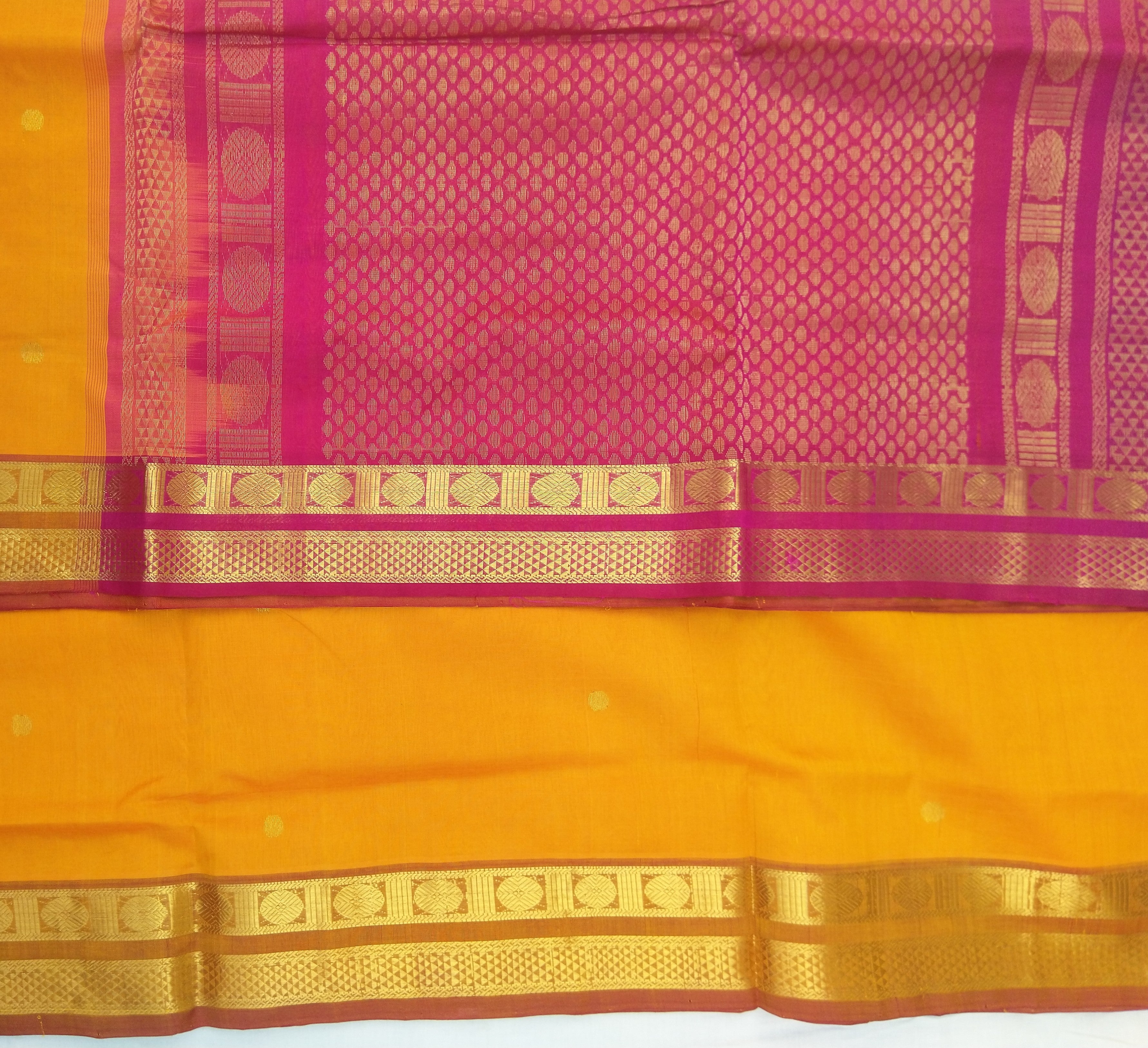 Pure silk cotton, rettai pet with butta-10 yards madisar