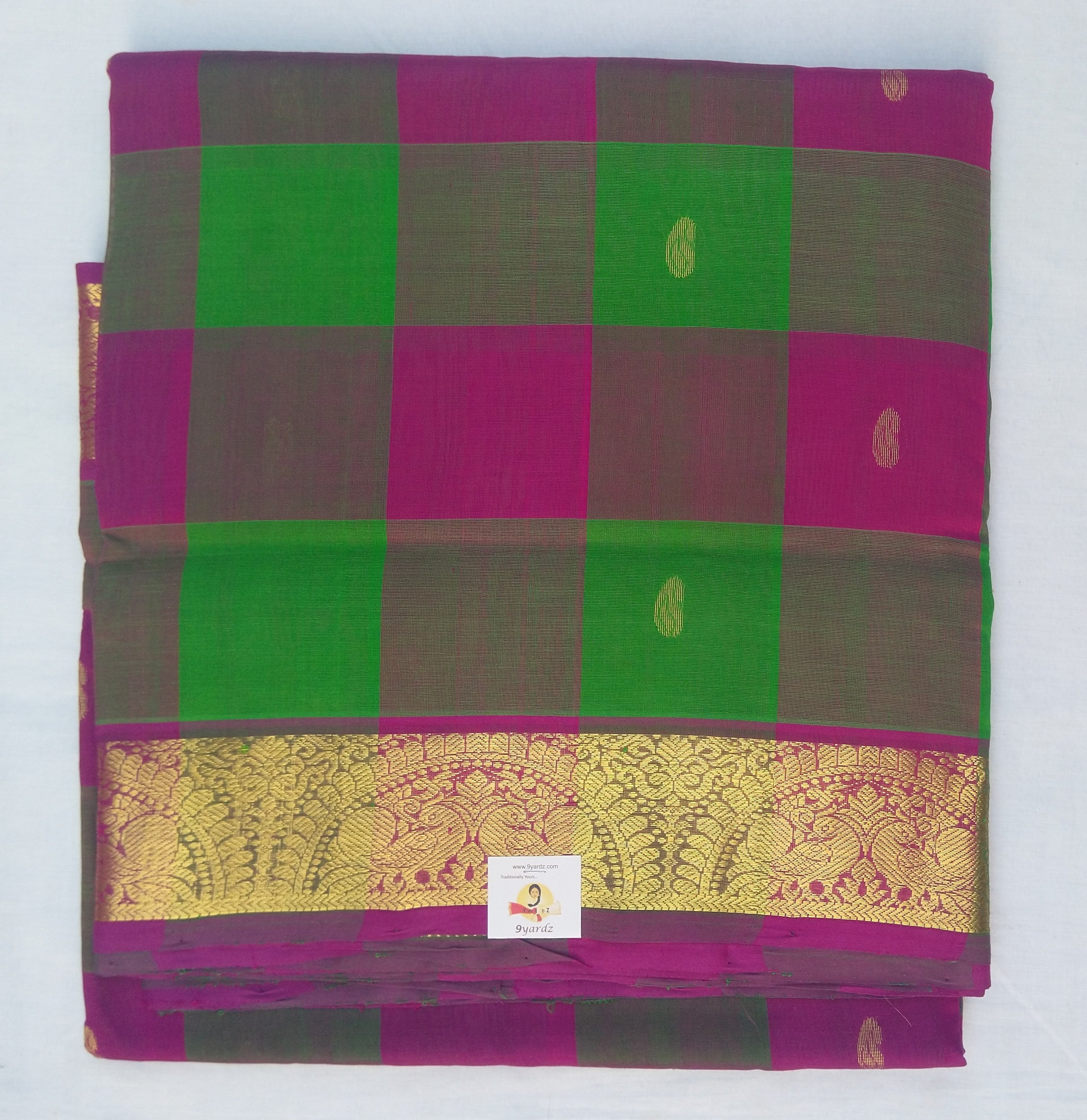 Pure silk cotton, pazhum pazhamum kattam-10 yards madisar
