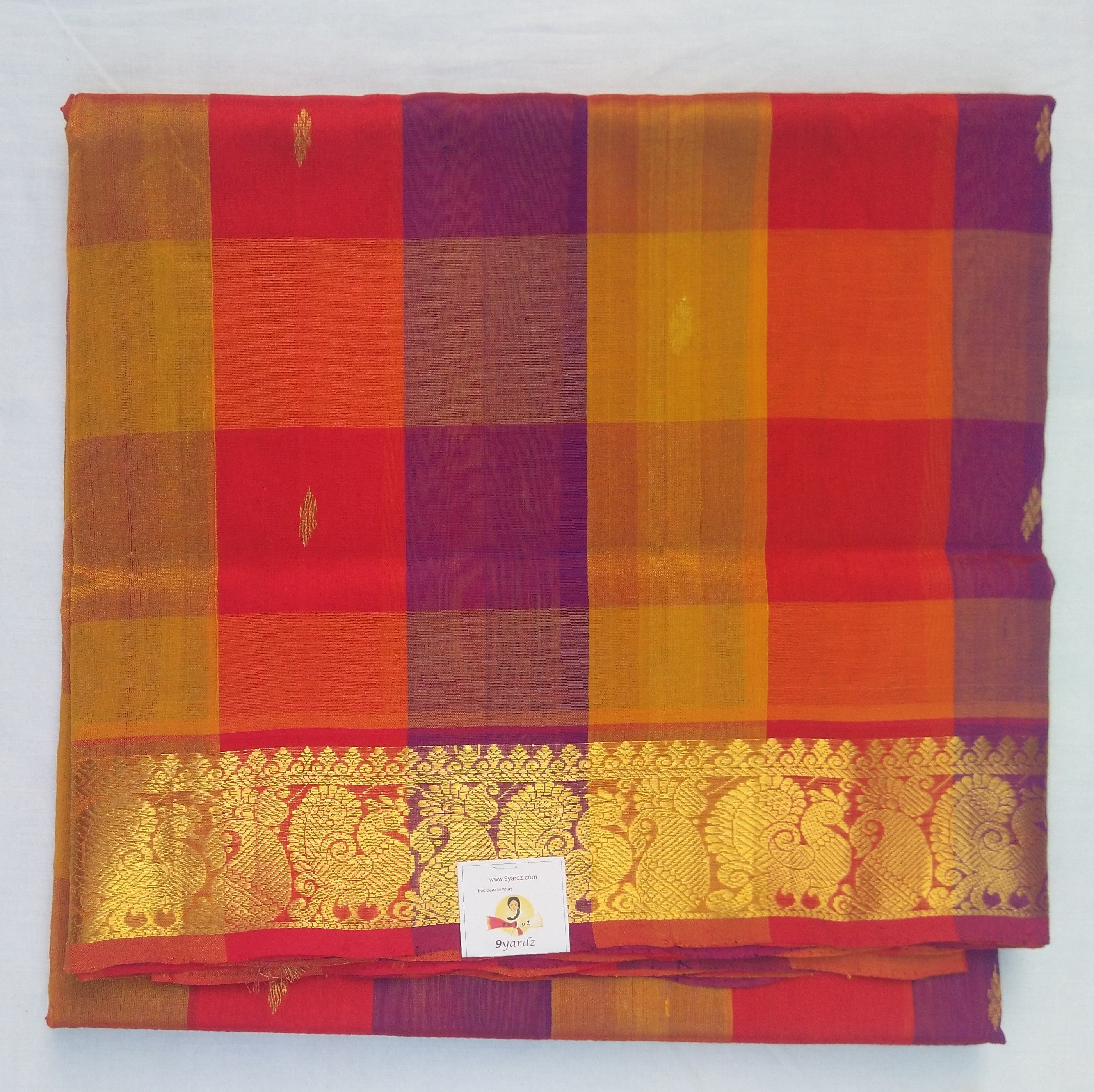 Pure silk cotton, pazhum pazhamum kattam-10 yards madisar