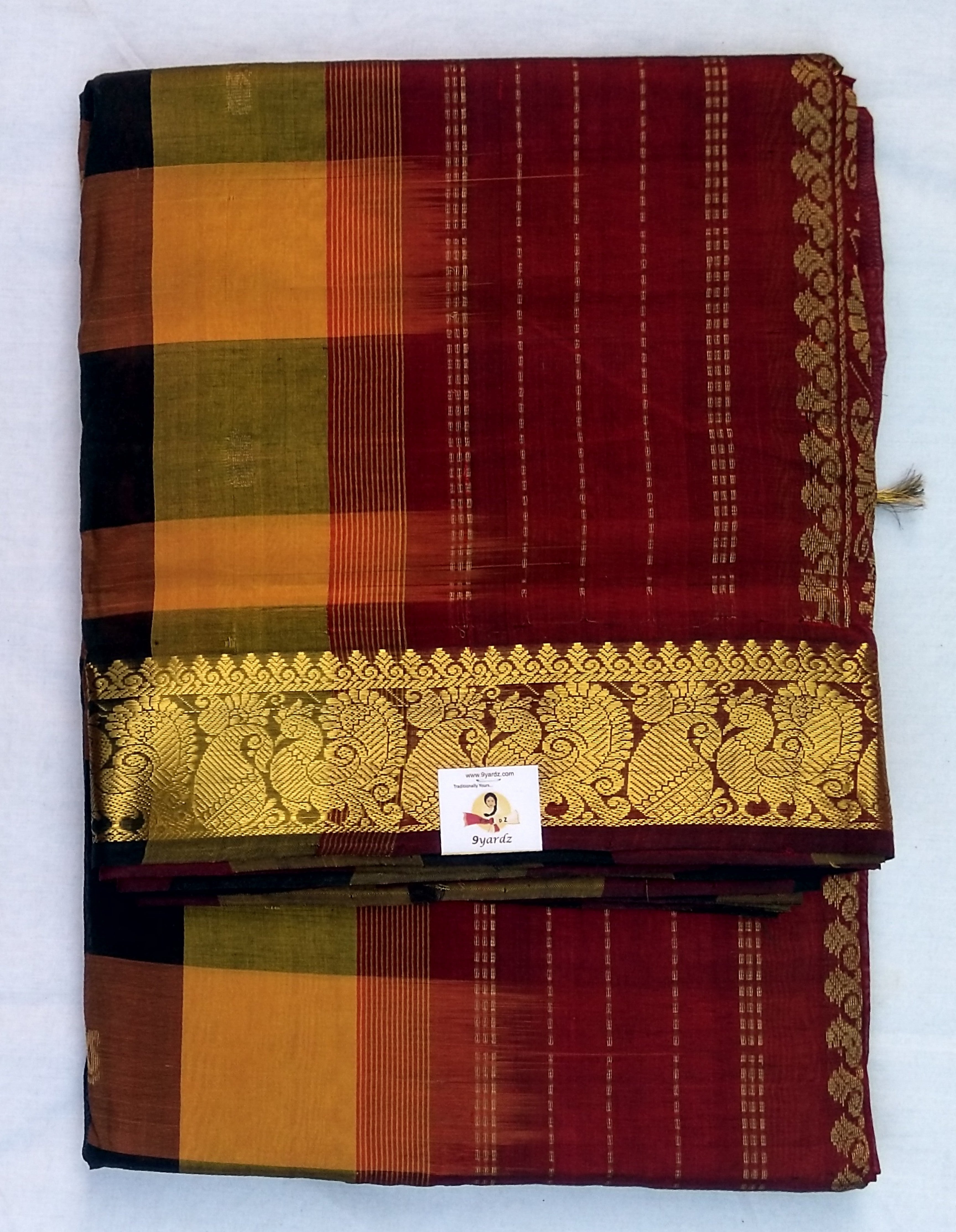Pure silk cotton, pazhum pazhamum kattam-10 yards madisar