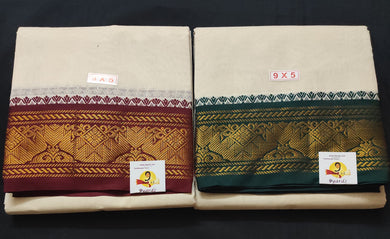 Cotton Dhothi jacquard border 9*5