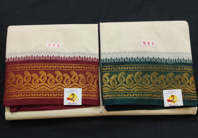 Cotton Dhothi jacquard border 9*5