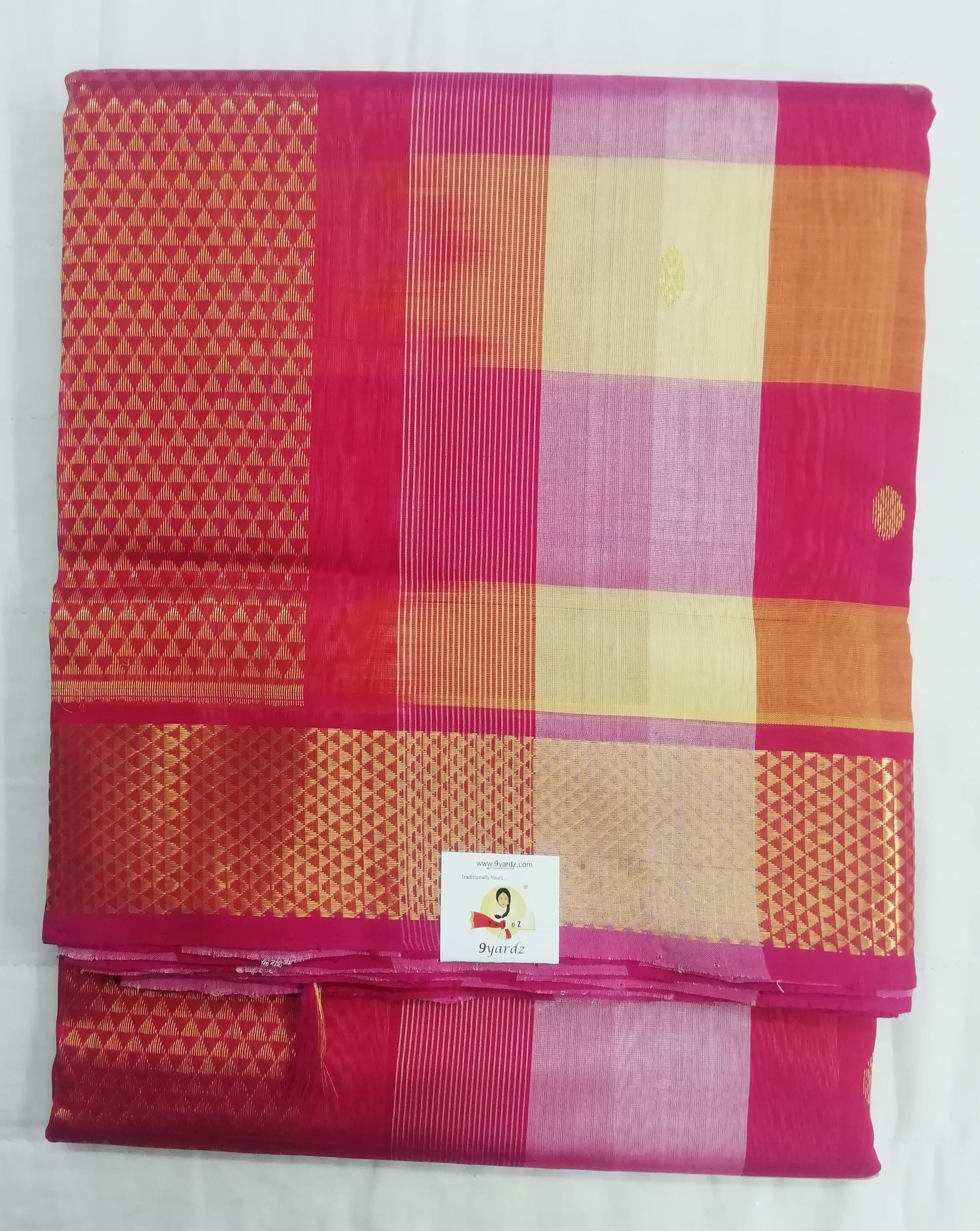 Pure silk cotton, pazhum pazhamum kattam-10 yards madisar