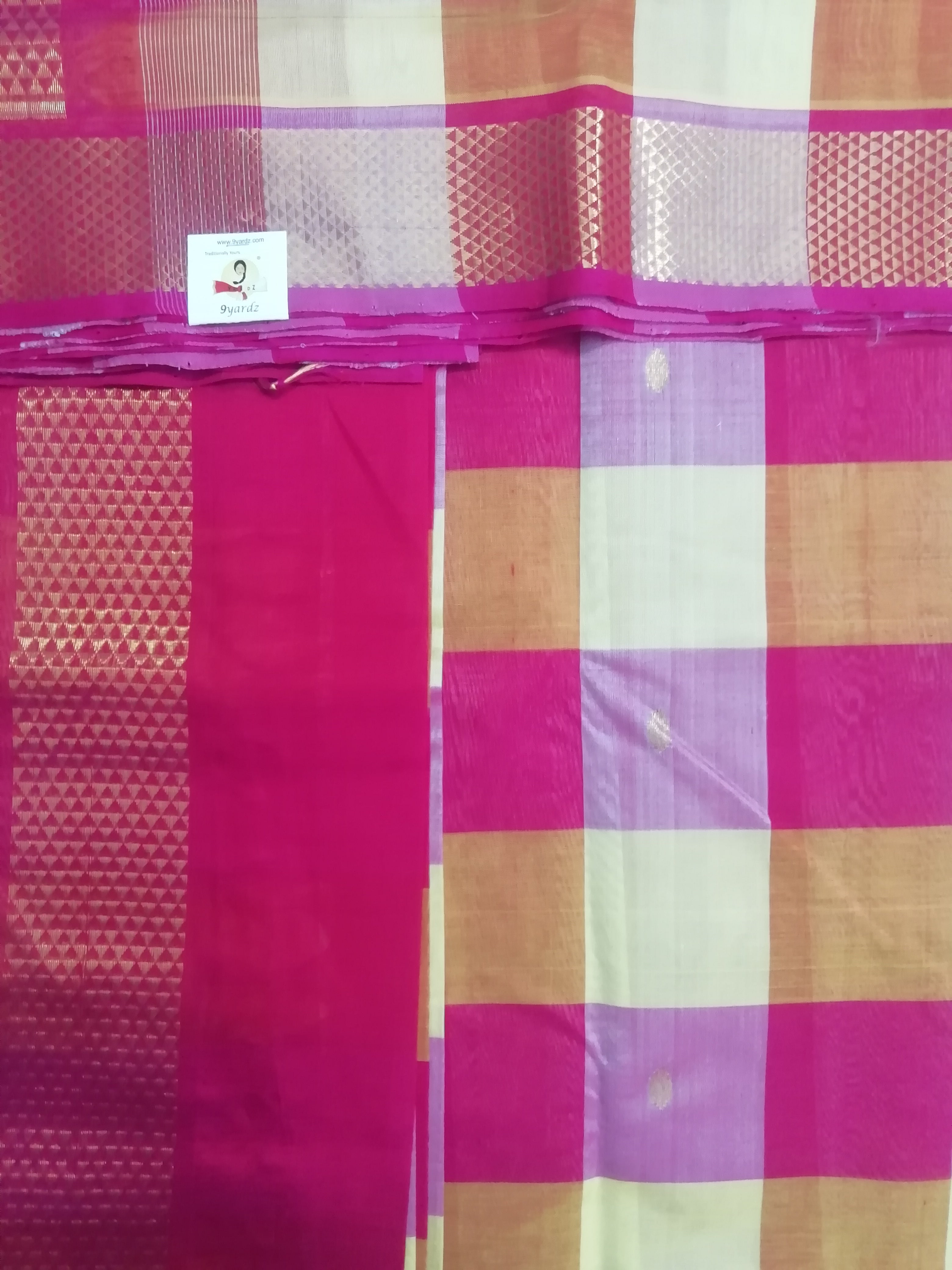 Pure silk cotton, pazhum pazhamum kattam-10 yards madisar