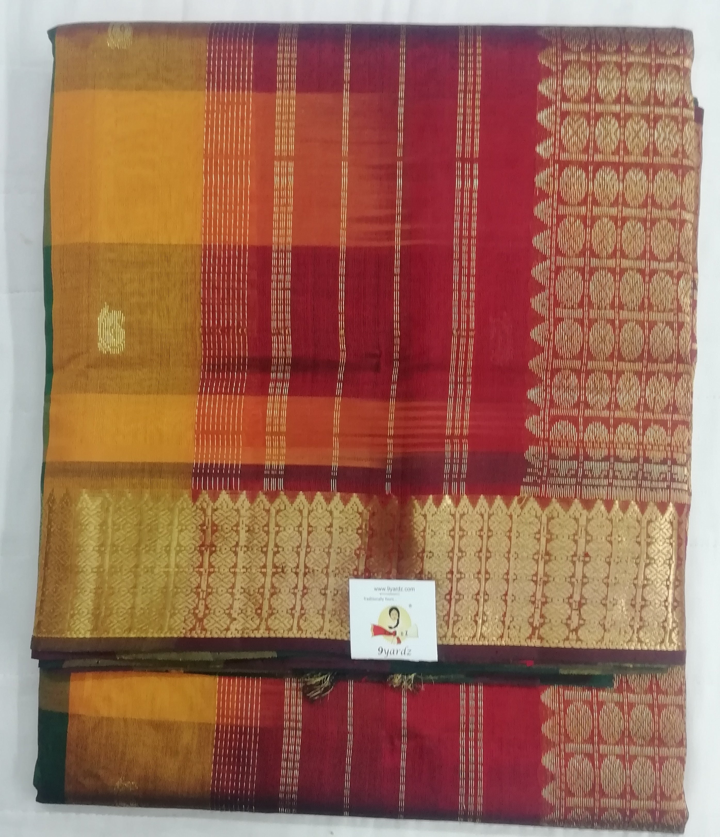 Pure silk cotton, pazhum pazhamum kattam-10 yards madisar