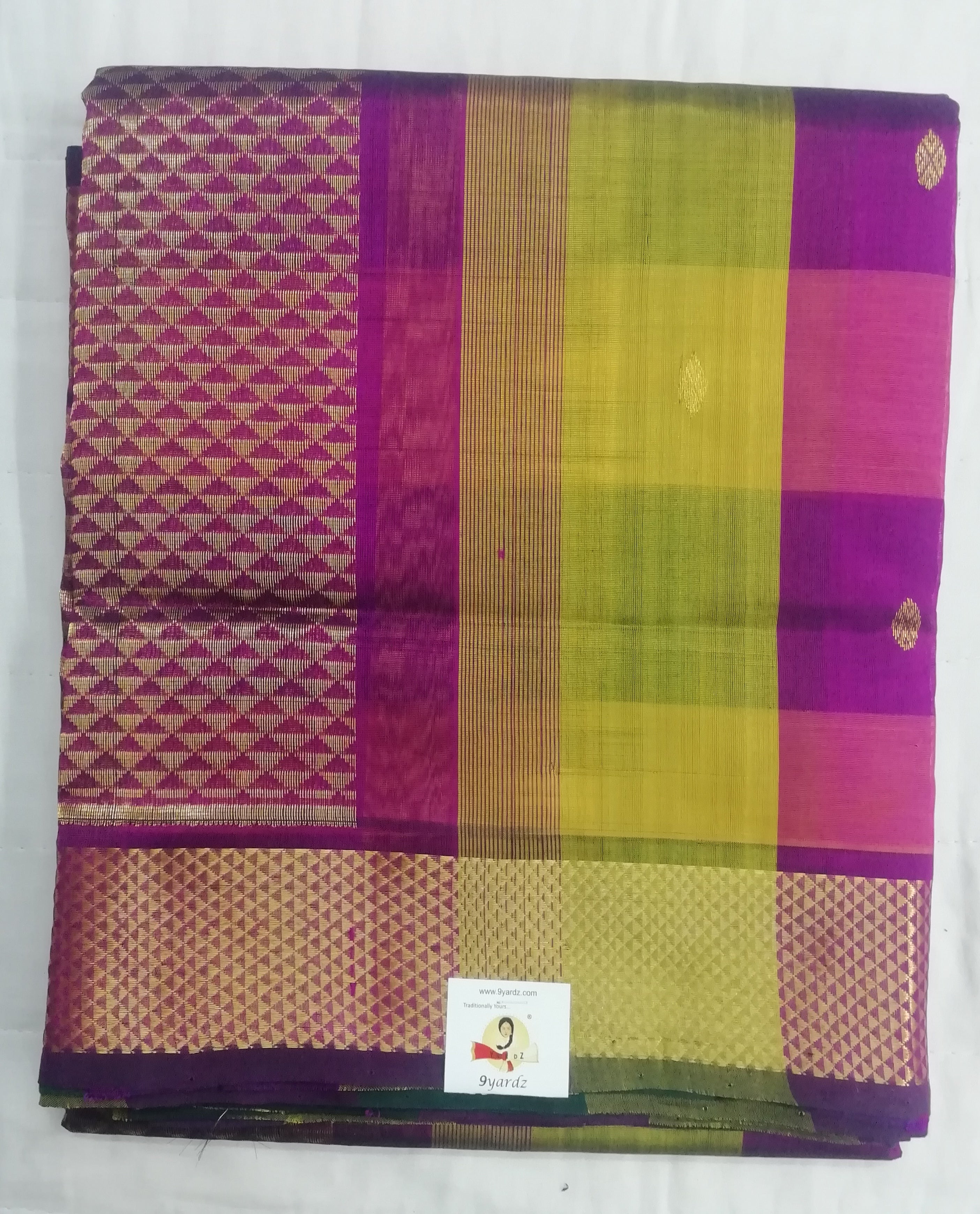 Pure silk cotton, pazhum pazhamum kattam-10 yards madisar