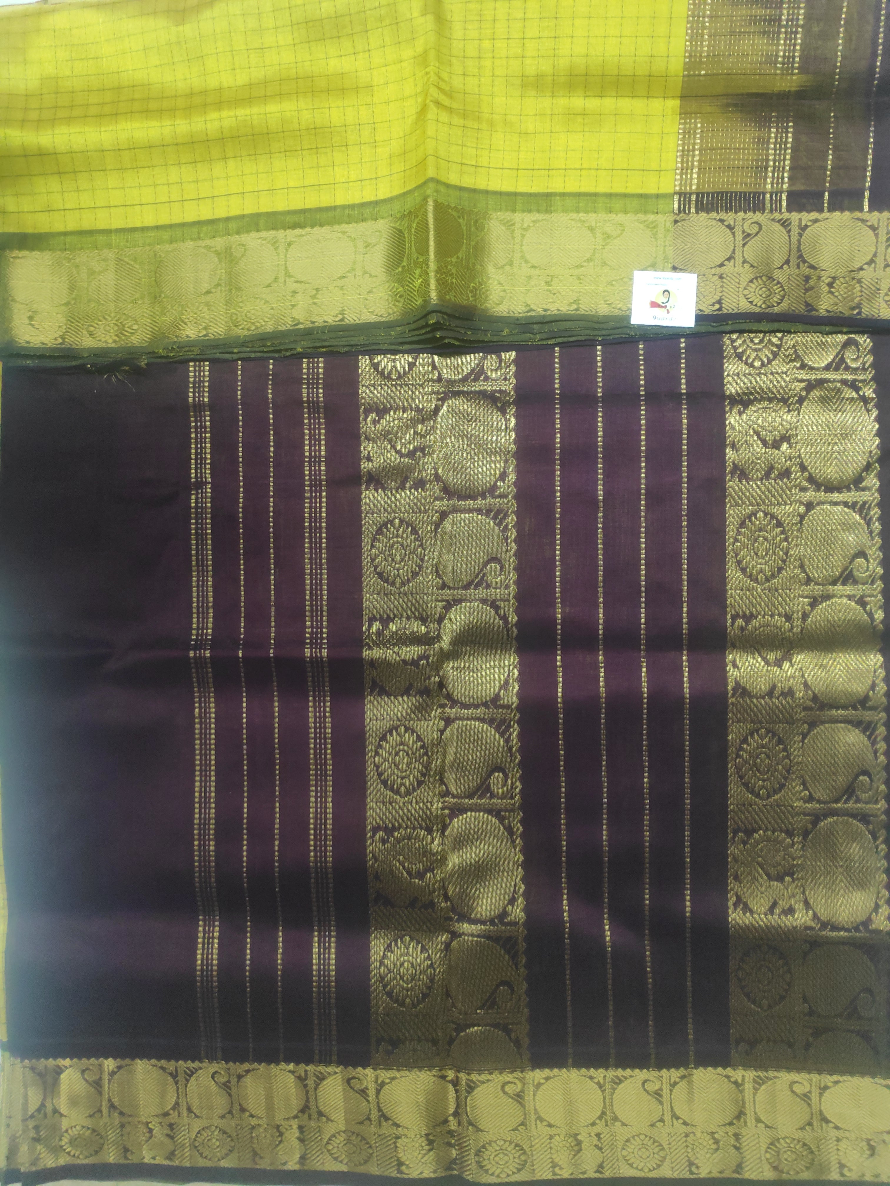 Pure silk cotton zari Check