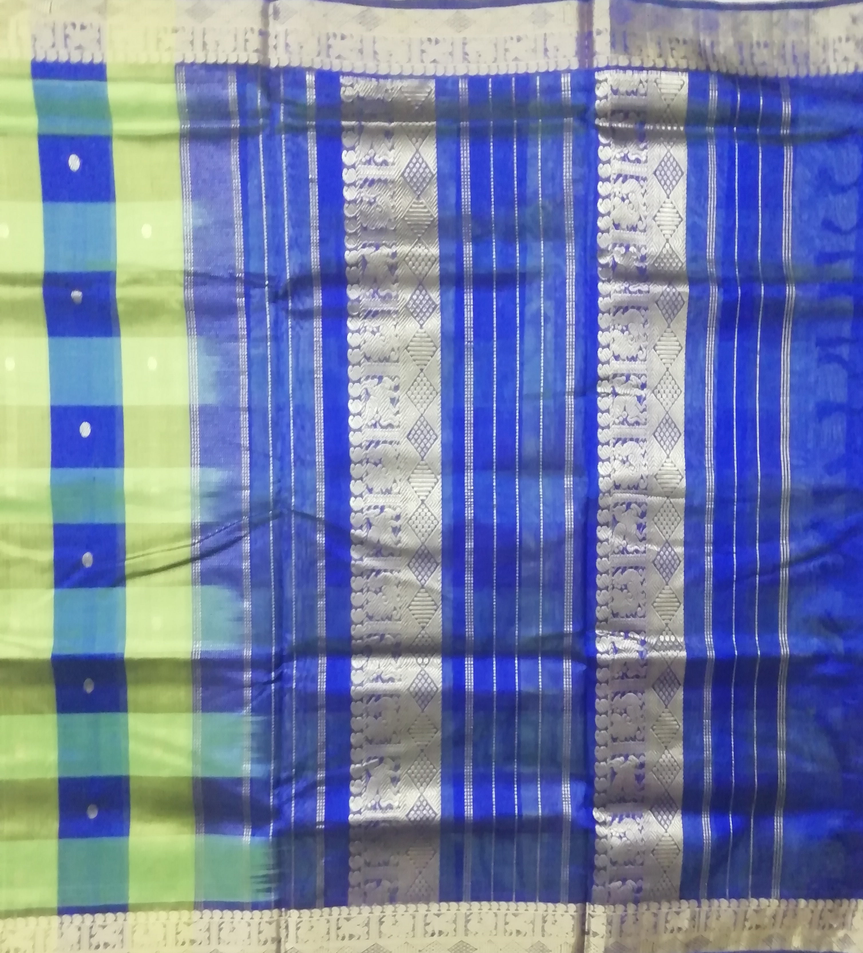 Pure silk cotton- pazhum pazhamum kattam with butta, 10yards (madisar)