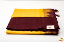 Load image into Gallery viewer, Kuppadam Silk Cotton- Bright yellow with plain brown border