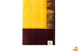 Kuppadam Silk Cotton- Bright yellow with plain brown border