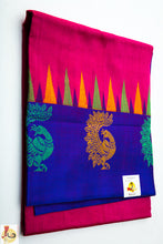 Load image into Gallery viewer, Kuppadam silk cotton - Pink with blue pallu