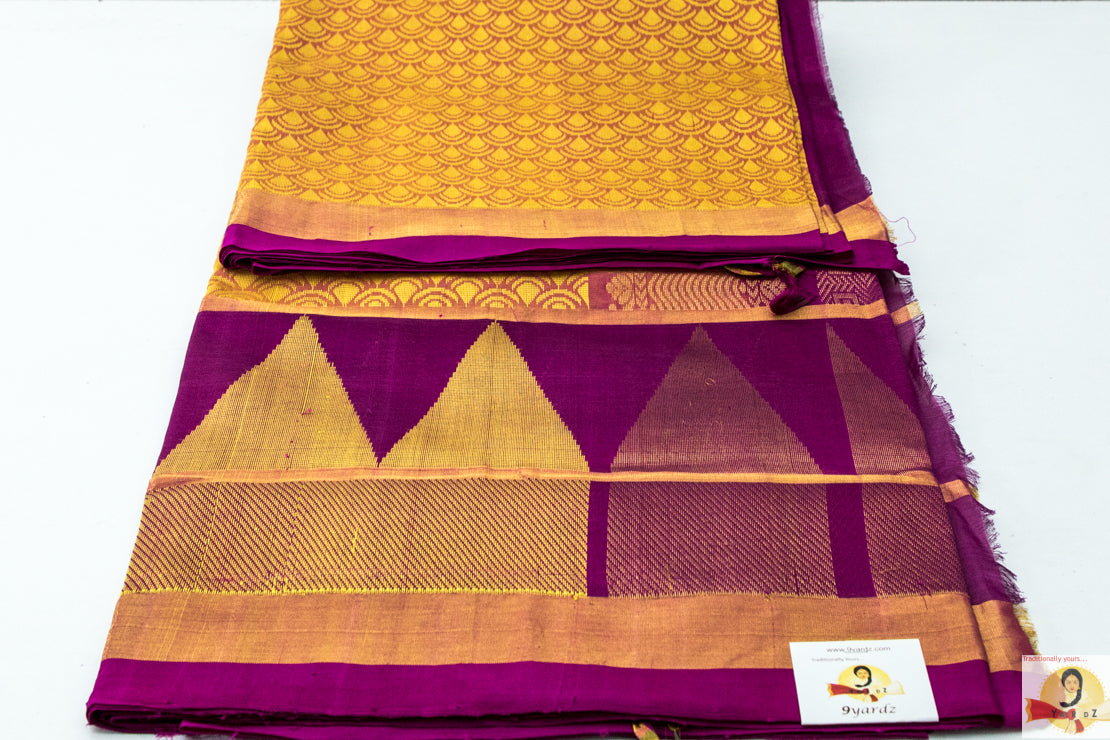 Kuppadam Silk Cotton- Pale Yellow