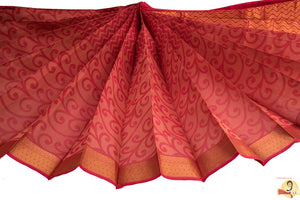 Chirala Handloom Cotton Saree-Pink & grey