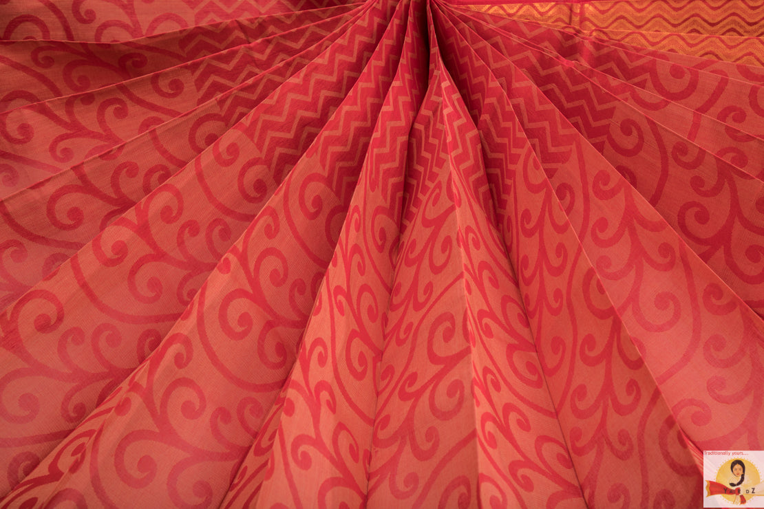 Chirala Handloom Cotton Saree-Pink & grey