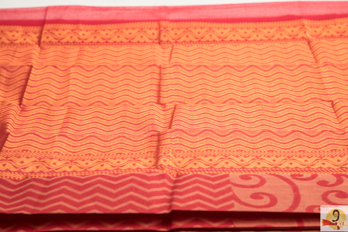 Chirala Handloom Cotton Saree-Pink & grey