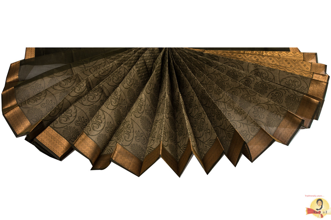 Chirala Handloom Cotton Saree- Green & grey