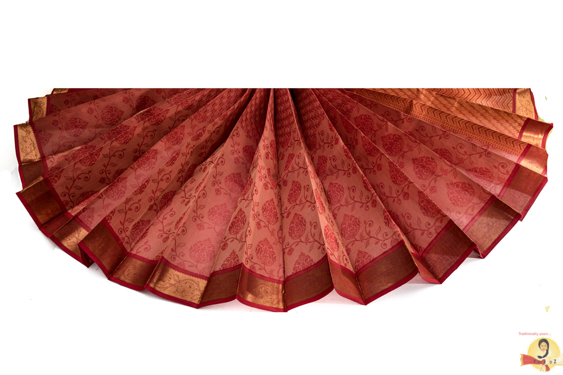 Chirala Handloom Cotton Saree- Pink