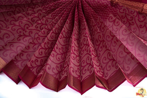 Chirala Handloom Cotton Saree- Dark Pink
