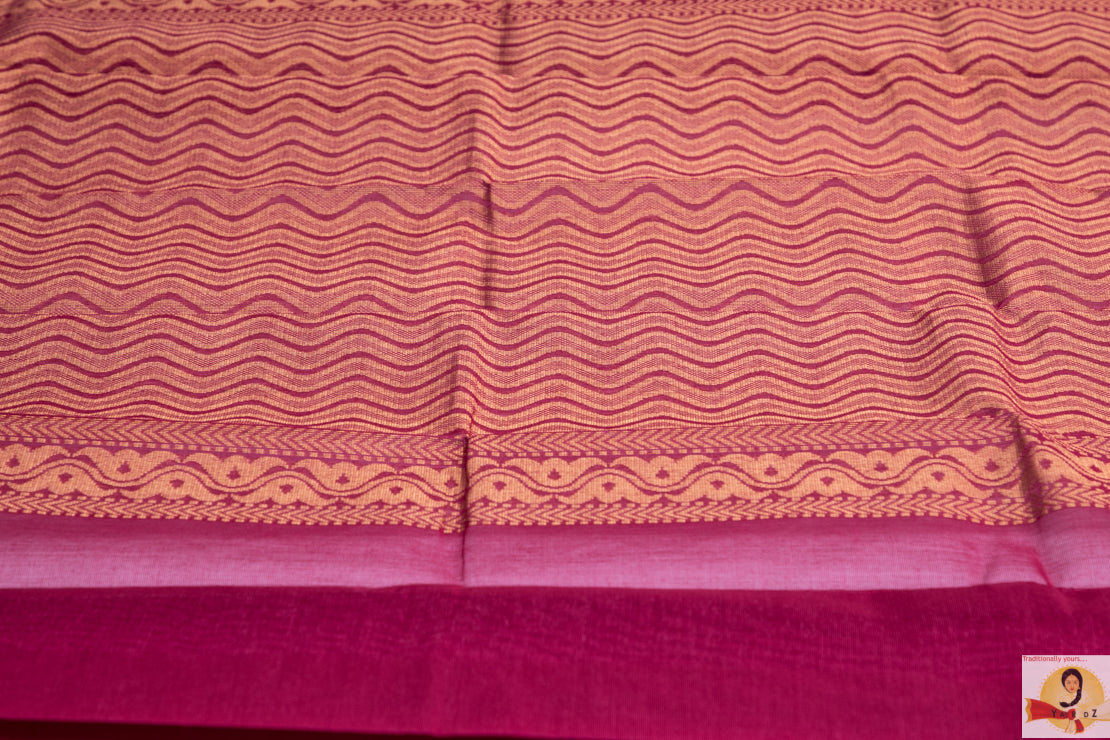 Chirala Handloom Cotton Saree- Dark Pink