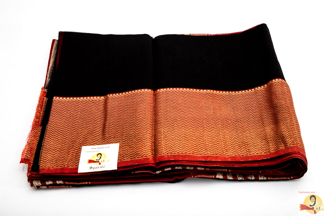 Maheshwari Silk Cotton- Black