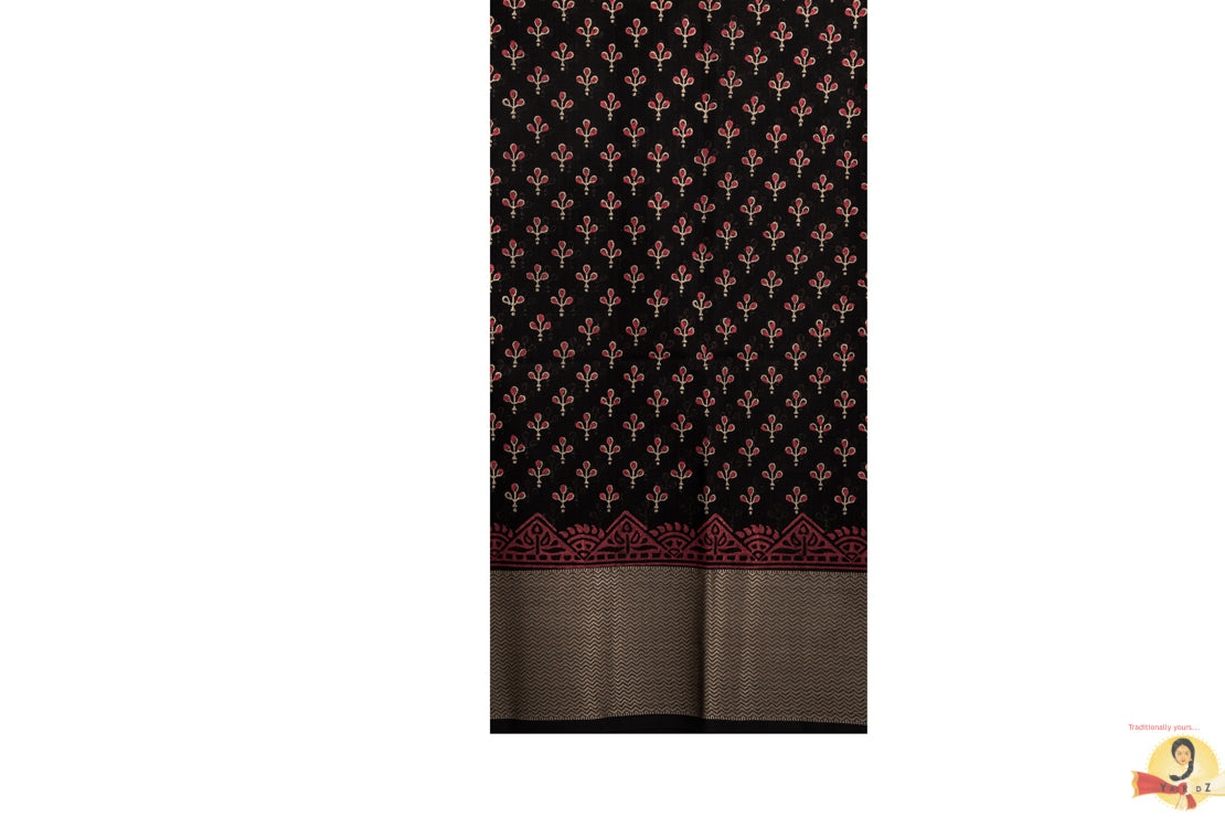 Maheshwari Silk Cotton- Black Baag Printed