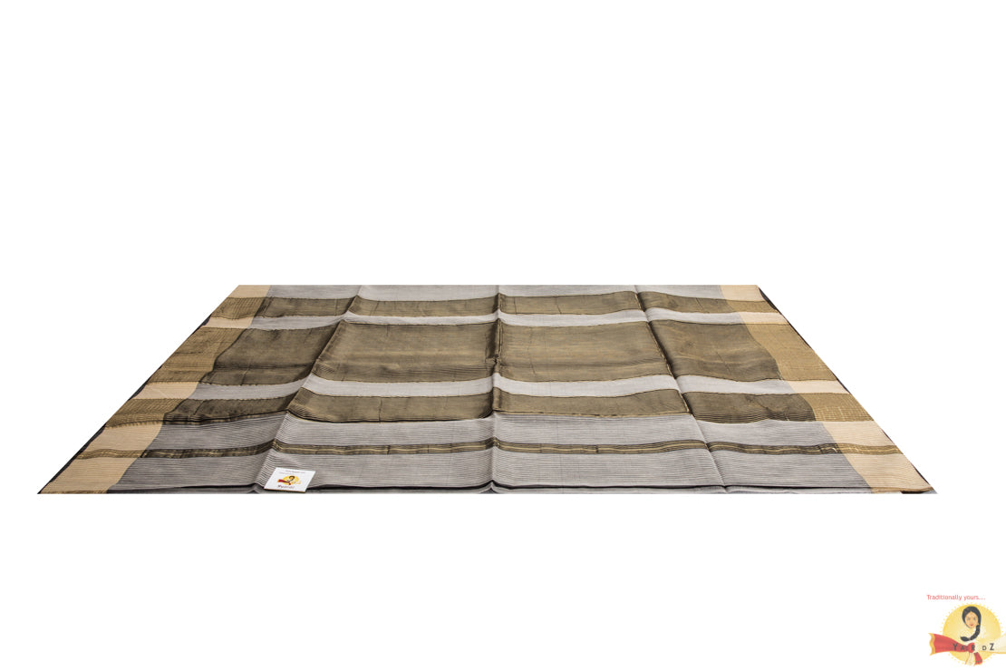 Maheshwari Silk Cotton- Grey and Black Partly